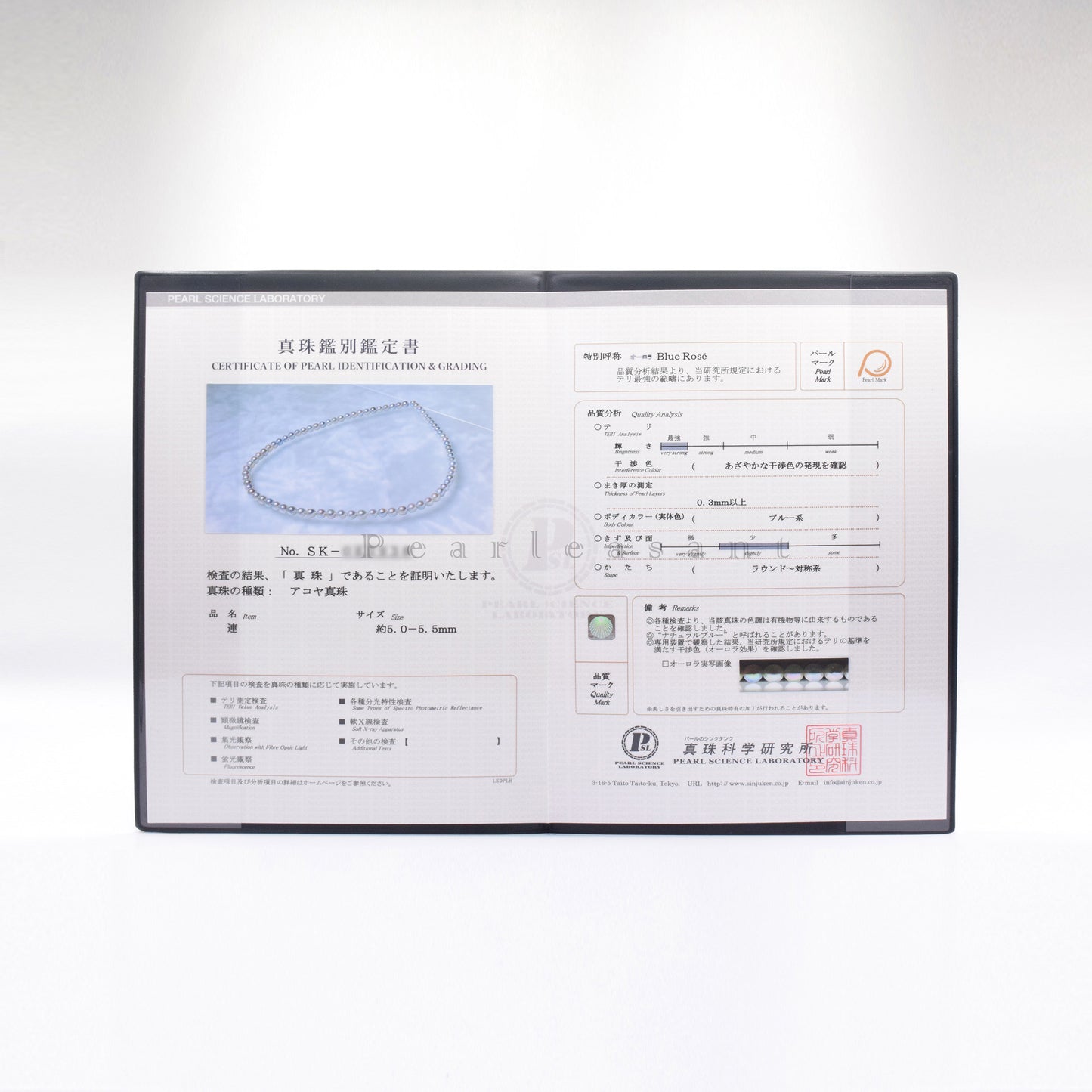 Super Rare - PSL Certified Blue Rose 5.0-5.5mm Akoya Pearl Necklace