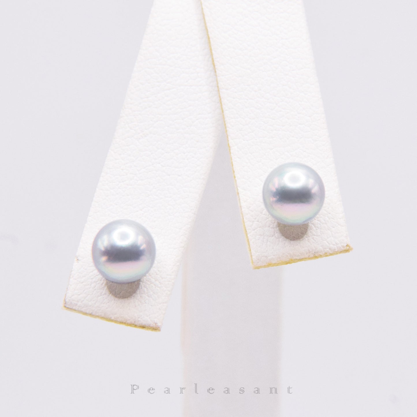 5-star Grade Madama Color 6.5-7.0mm Light Silver Blue Akoya Pearl Earring Studs with Certificate