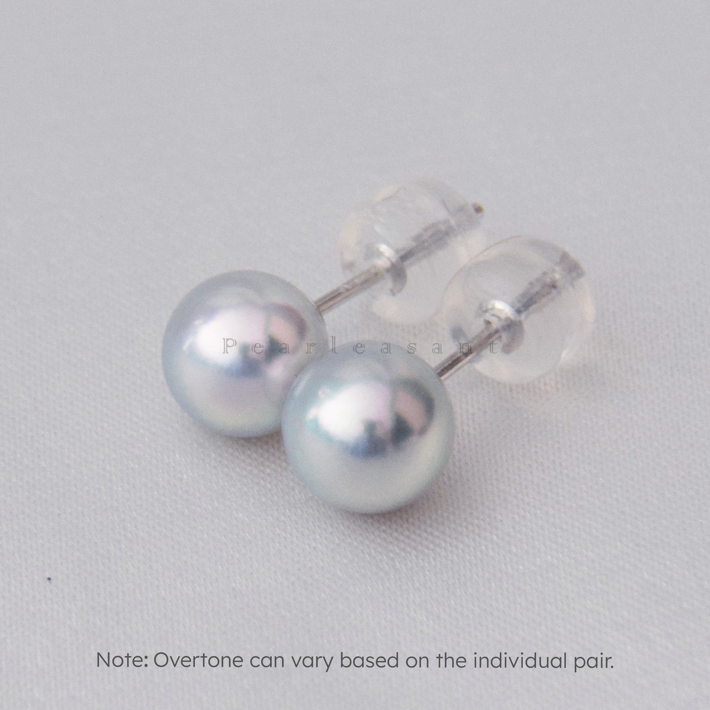 5-star Grade Madama Color 6.5-7.0mm Light Silver Blue Akoya Pearl Earring Studs with Certificate