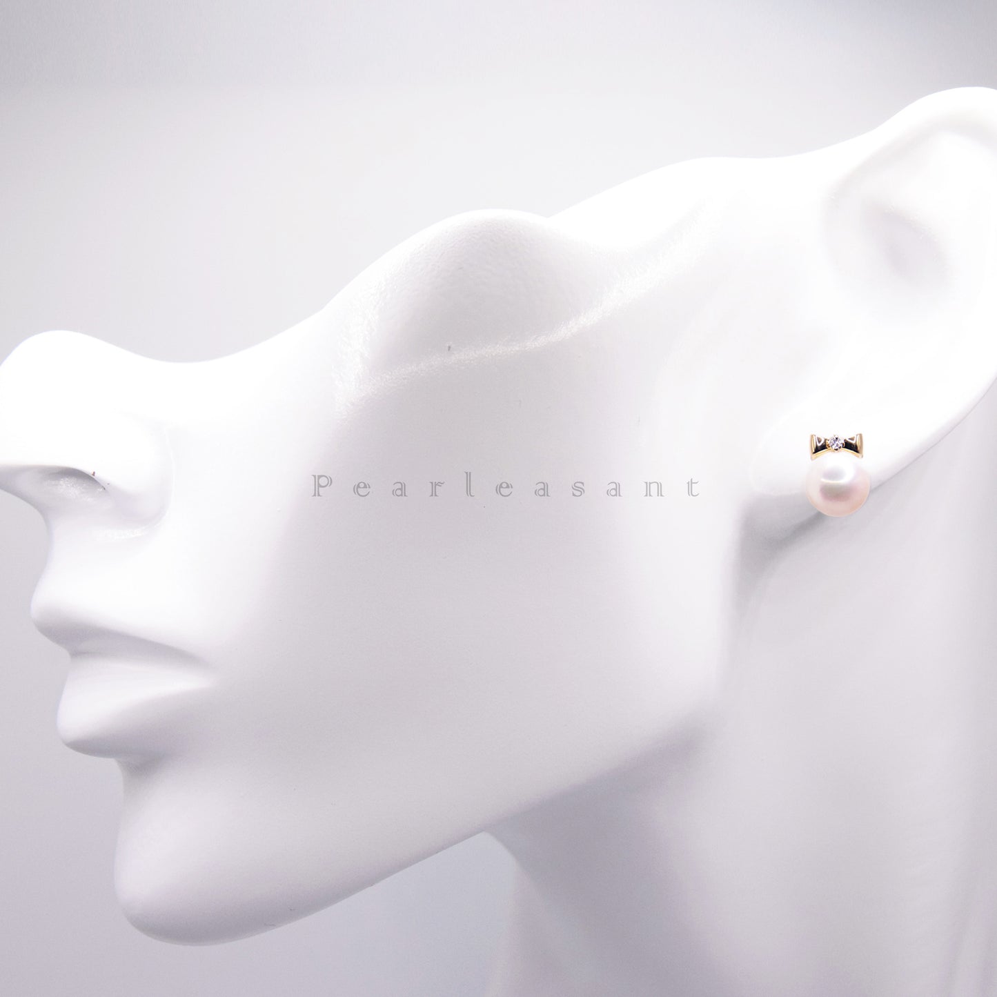 Hanadama Grade 7.5-8.0mm White Akoya Pearl Bowtie Earrings with Certificate