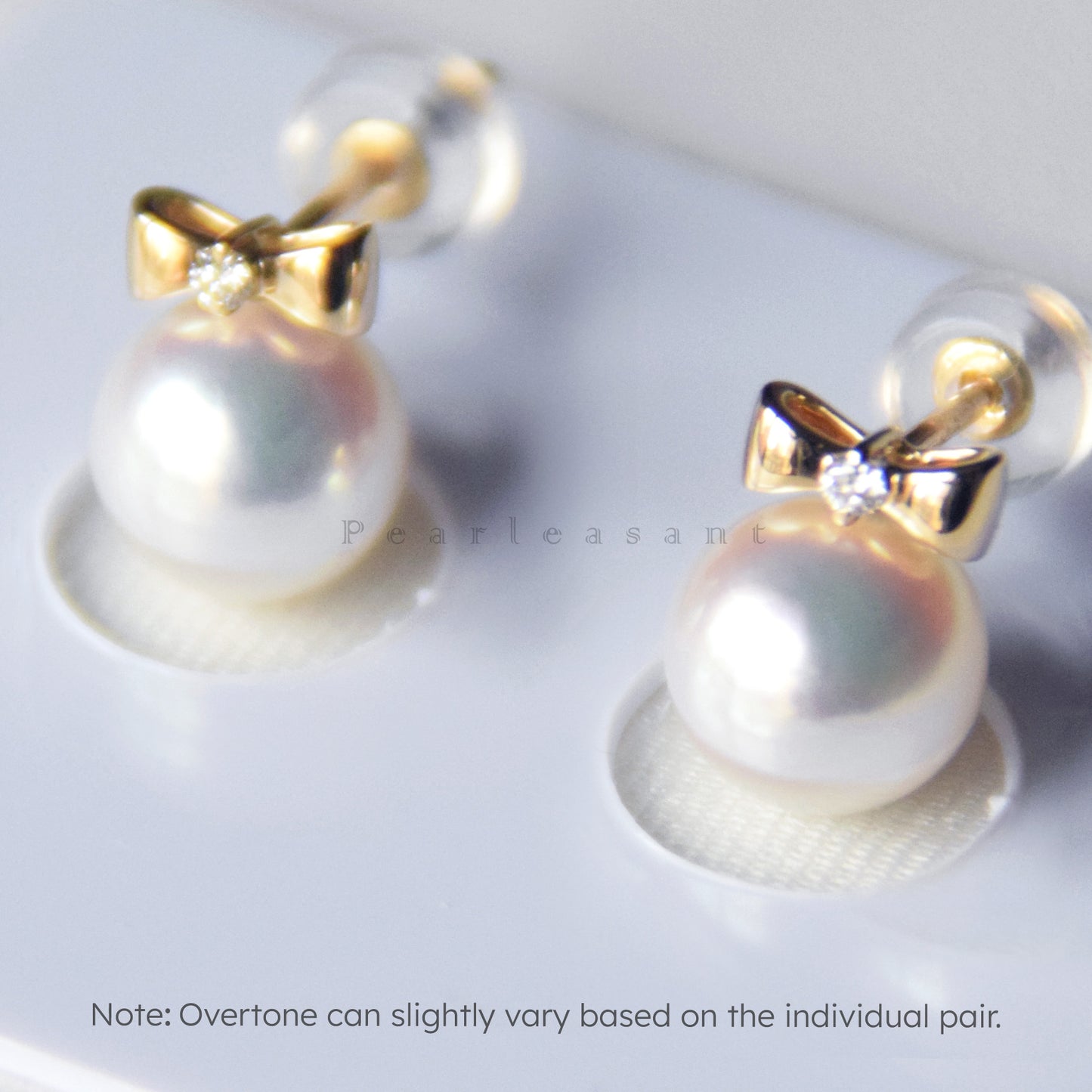 Hanadama Grade 7.5-8.0mm White Akoya Pearl Bowtie Earrings with Certificate