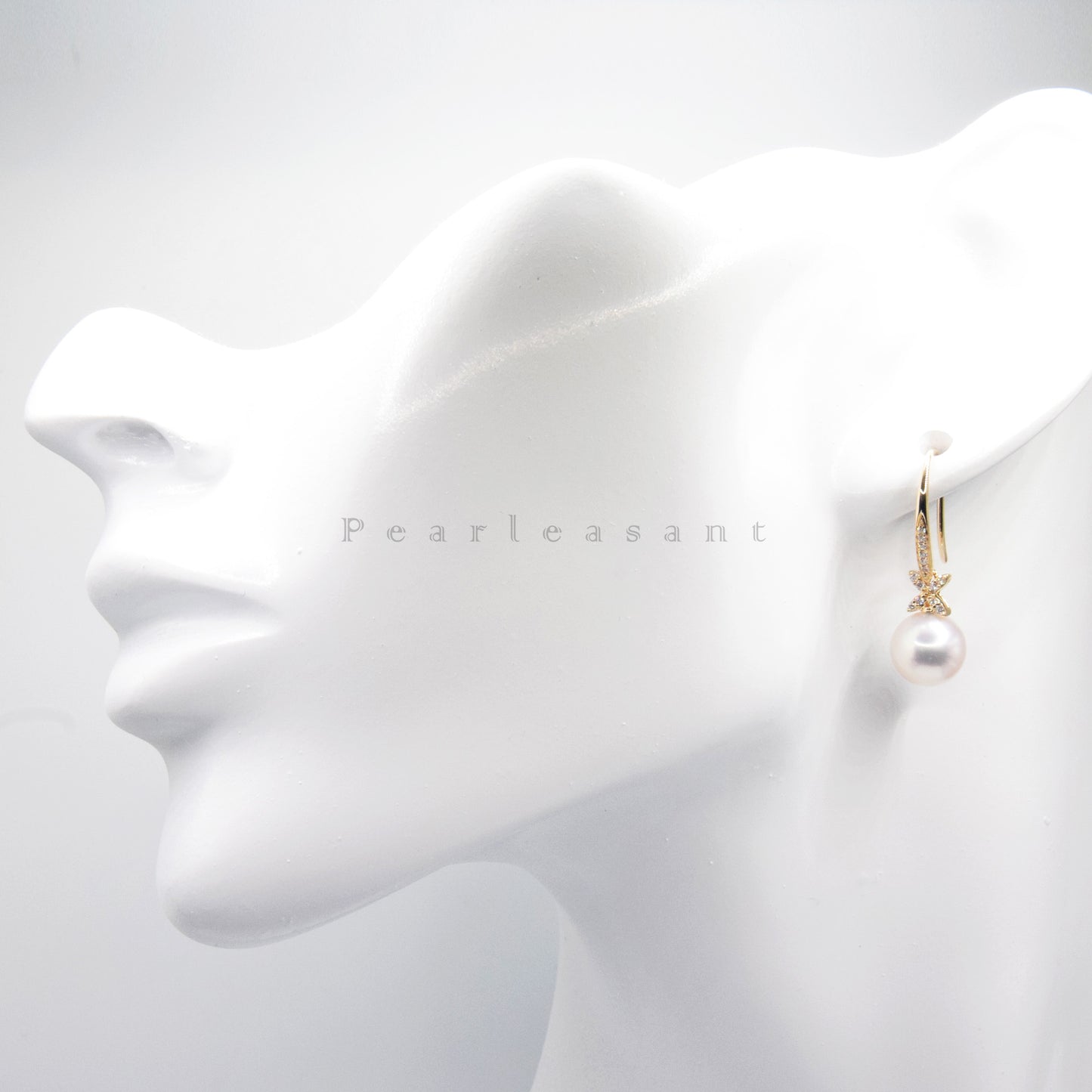 Hanadama Grade 8.0-9.0mm White Akoya Pearl Clove Dangle Earrings with Certificate