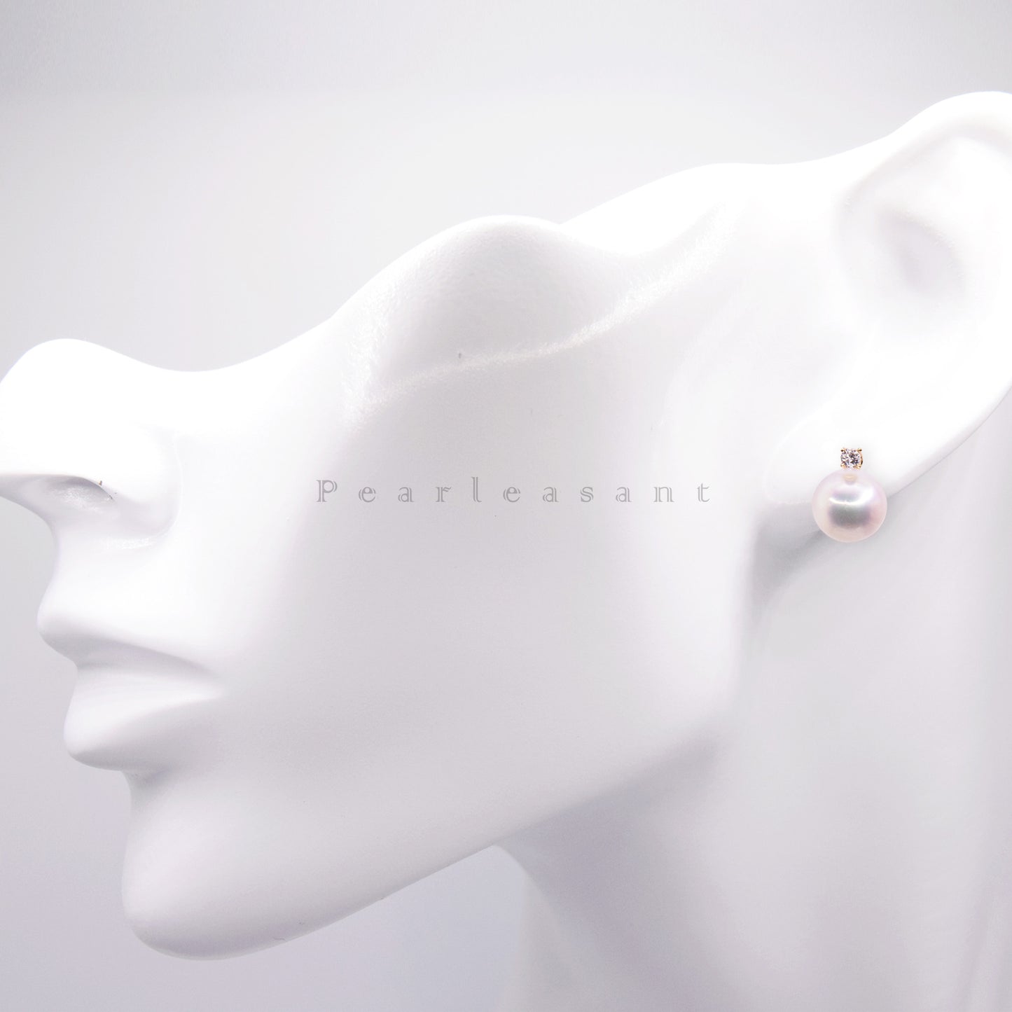 Hanadama Grade 8.5-9.0mm White Akoya Pearl Detachable Princess Earrings with Certificate