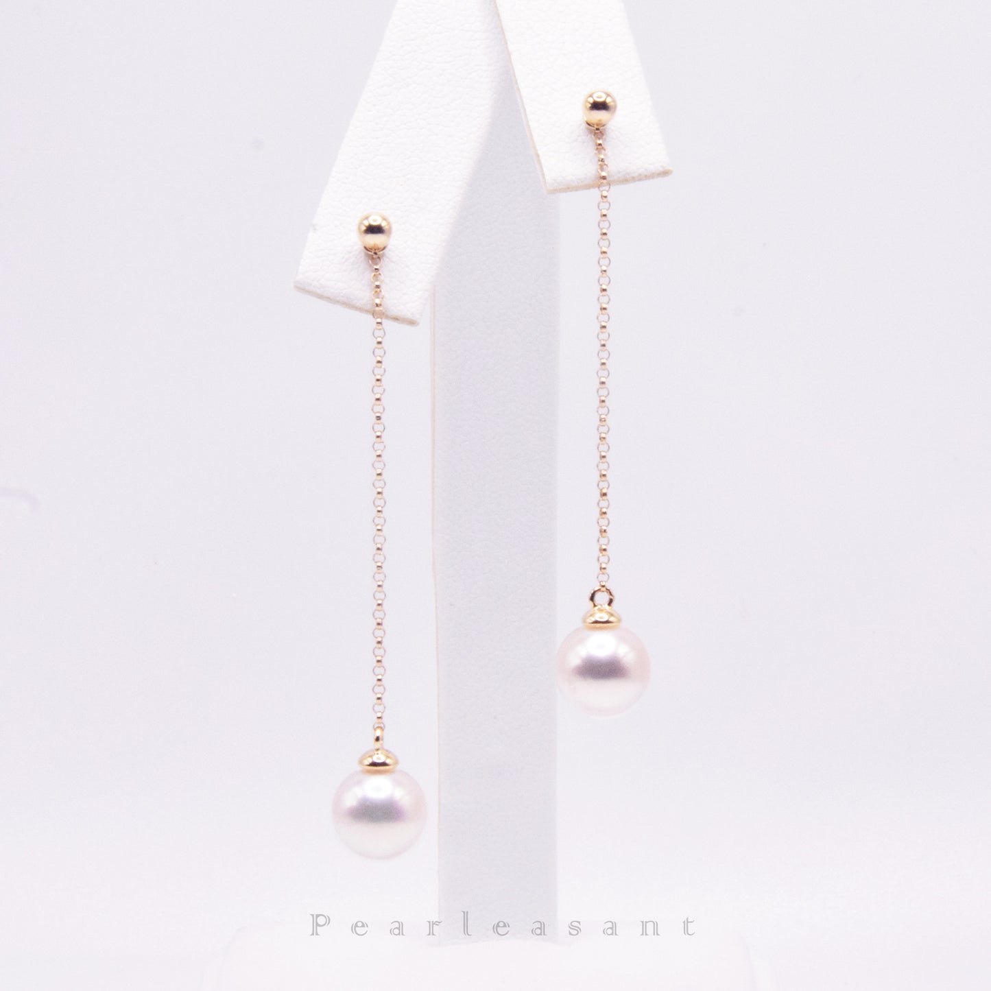 Hanadama Grade 8.0-8.5mm White Akoya Pearl Detachable Thread Earrings with Certificate