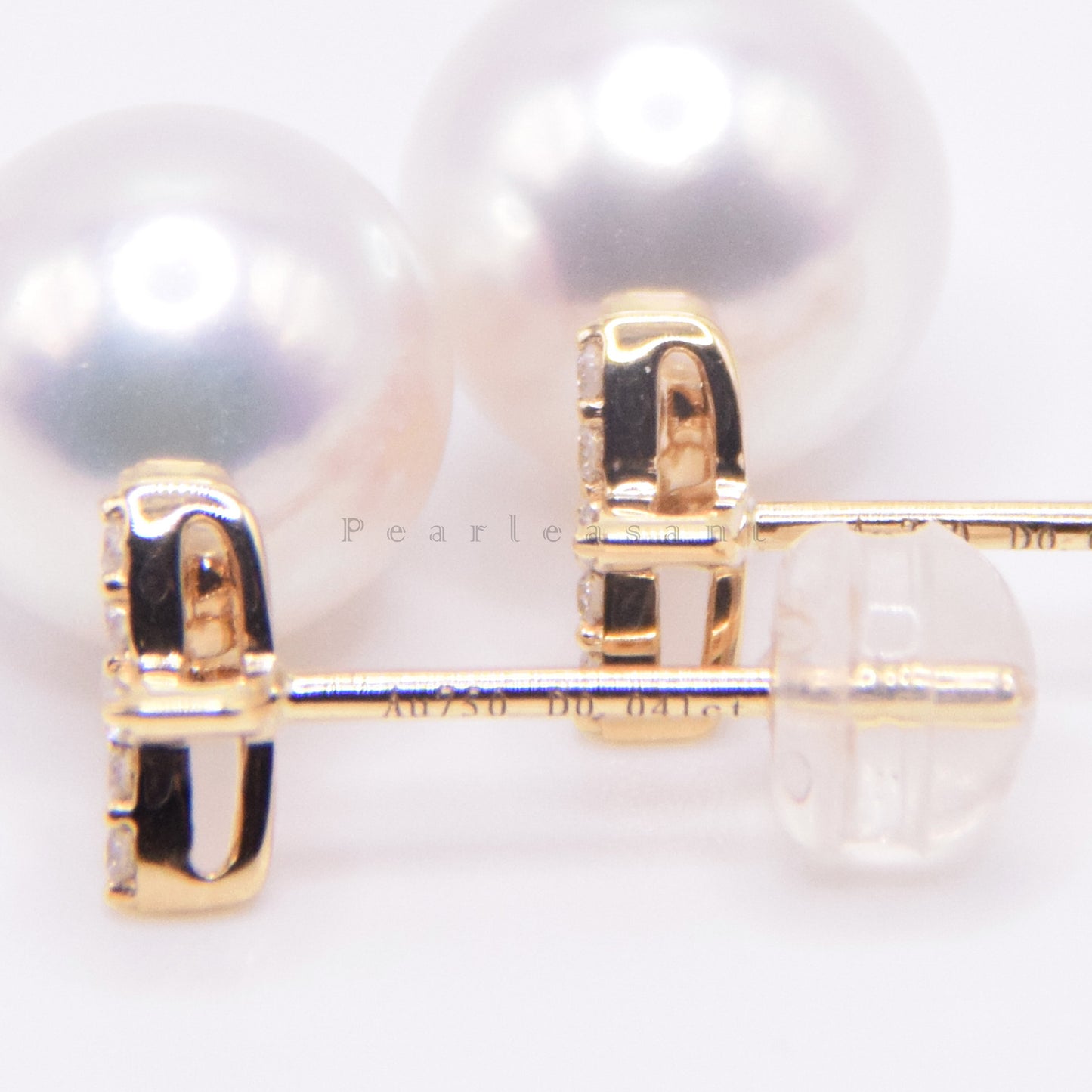 Hanadama Grade 8.0-9.0mm White Akoya Pearl Classic Clove Earrings with Certificate