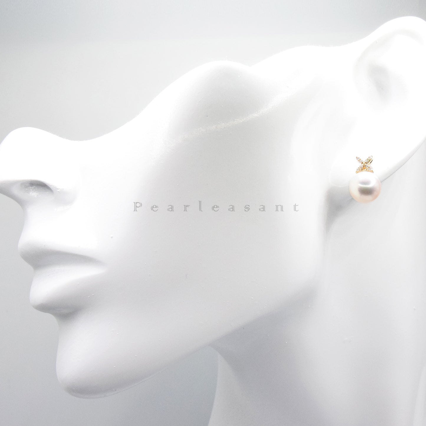 Hanadama Grade 8.0-9.0mm White Akoya Pearl Classic Clove Earrings with Certificate