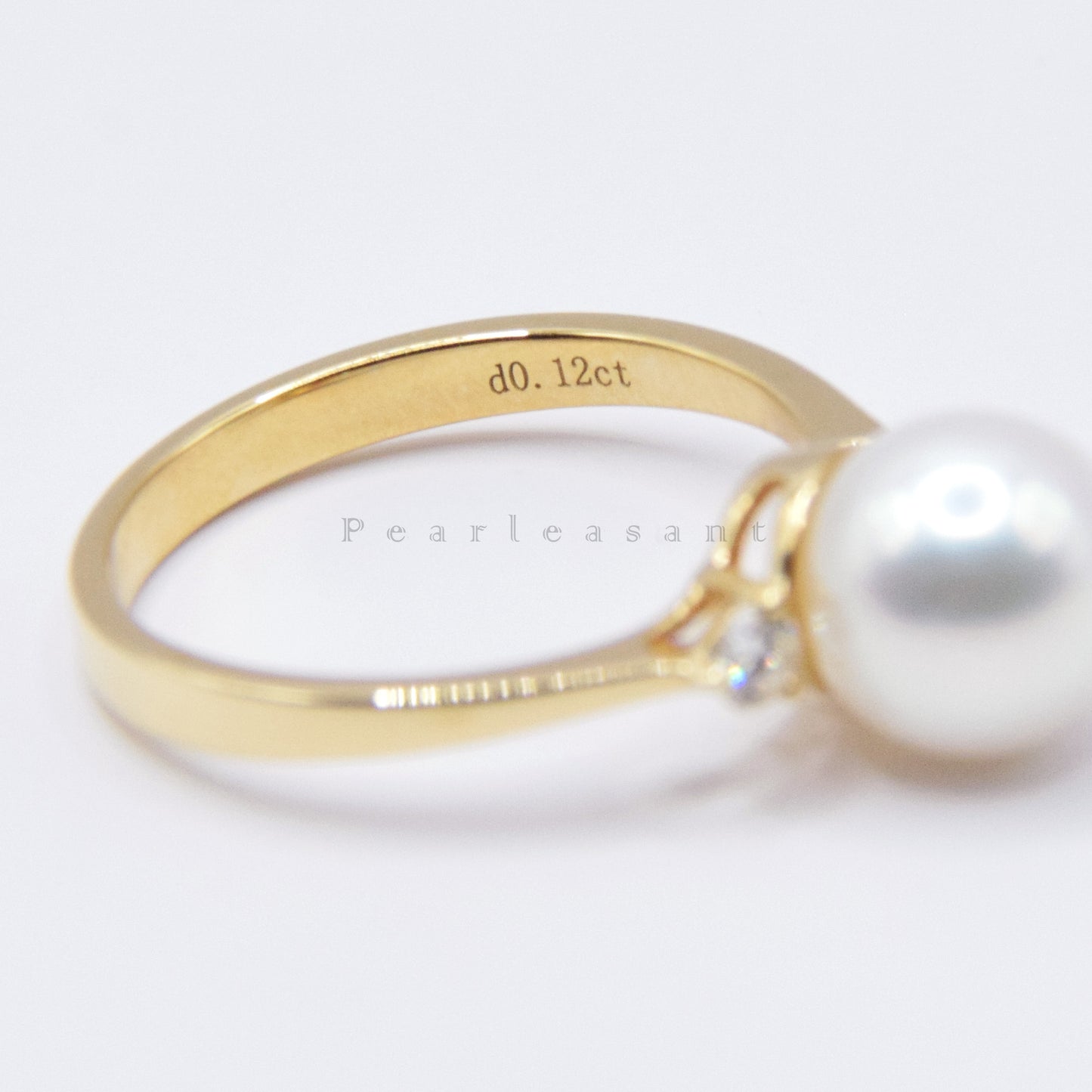 Hanadama Grade 8.0-8.5mm White Akoya Pearl Twin Diamond Ring with Certificate (Pre-order)