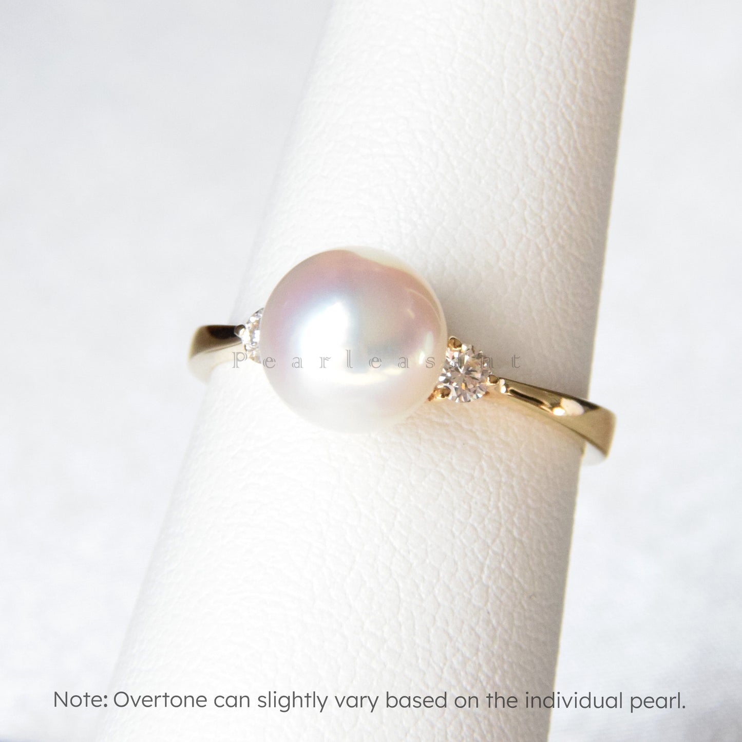 Hanadama Grade 8.0-8.5mm White Akoya Pearl Twin Diamond Ring with Certificate (Pre-order)