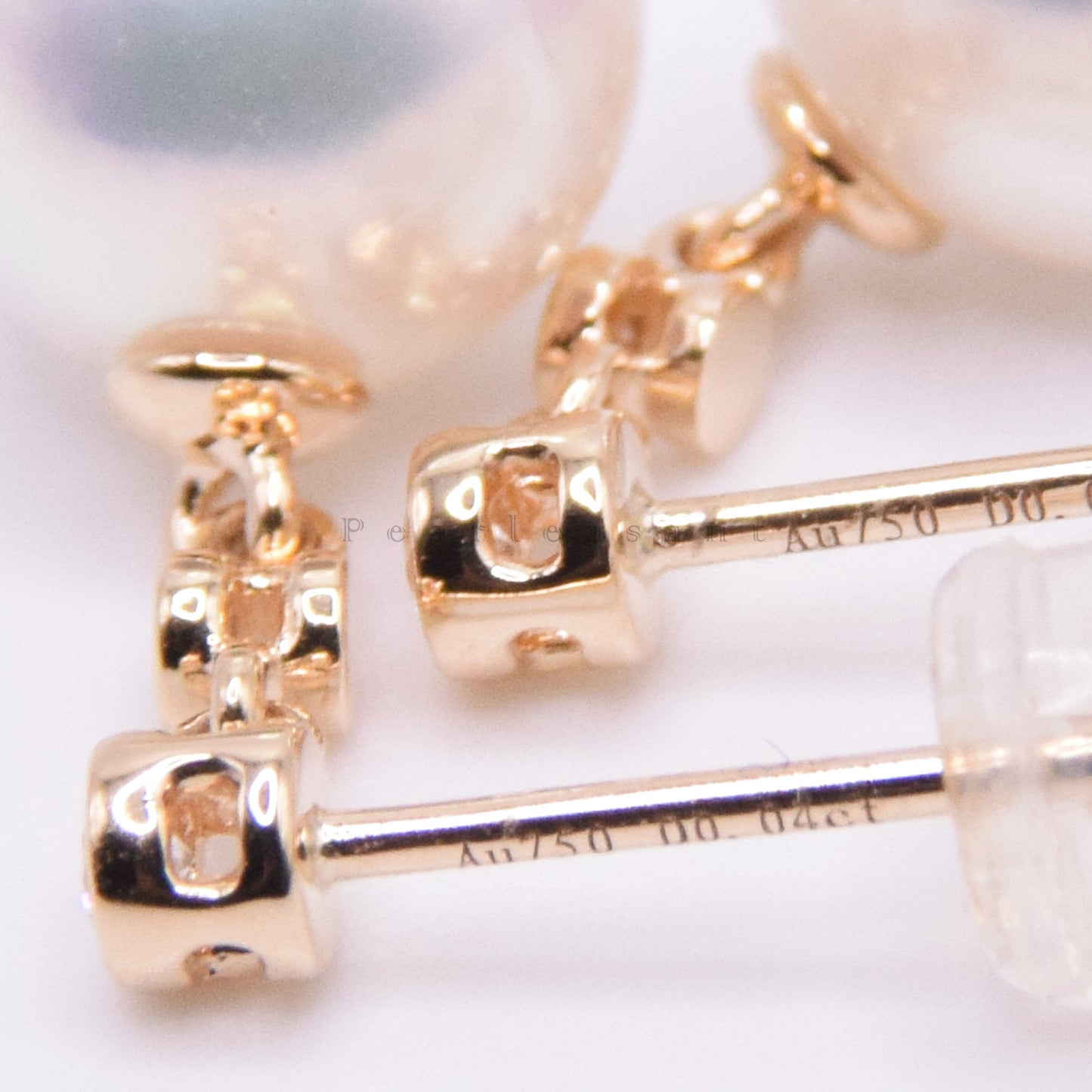 Hanadama Grade 8.5-9.0mm White Akoya Pearl Diamond Dash Earrings with Certificate