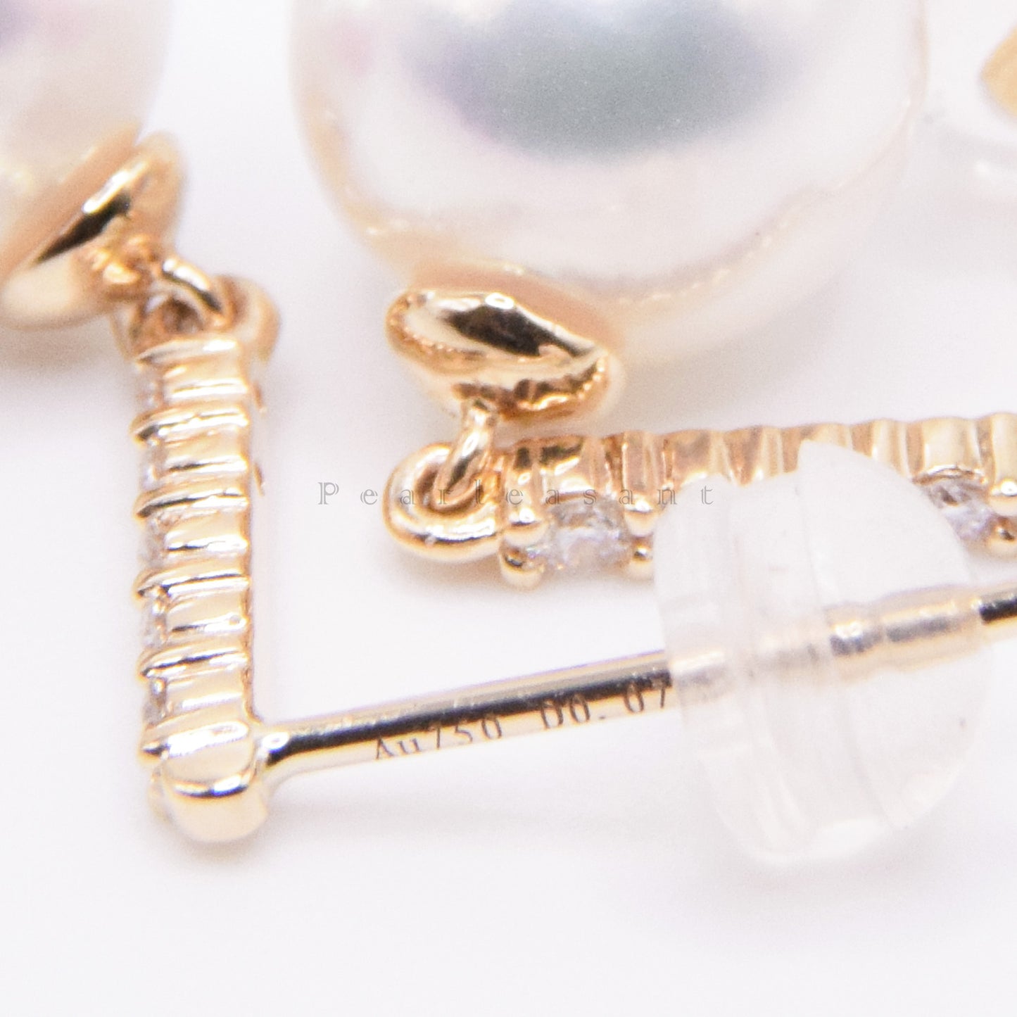 Hanadama Grade 8.5-9.0mm White Akoya Pearl Diamond Line Earrings with Certificate