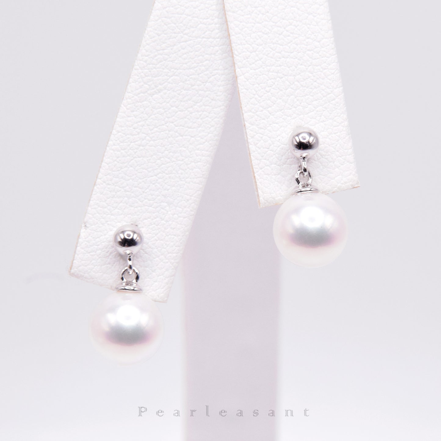 Hanadama Grade 8.0-8.5mm White Akoya Pearl Droplet Earrings with Certificate