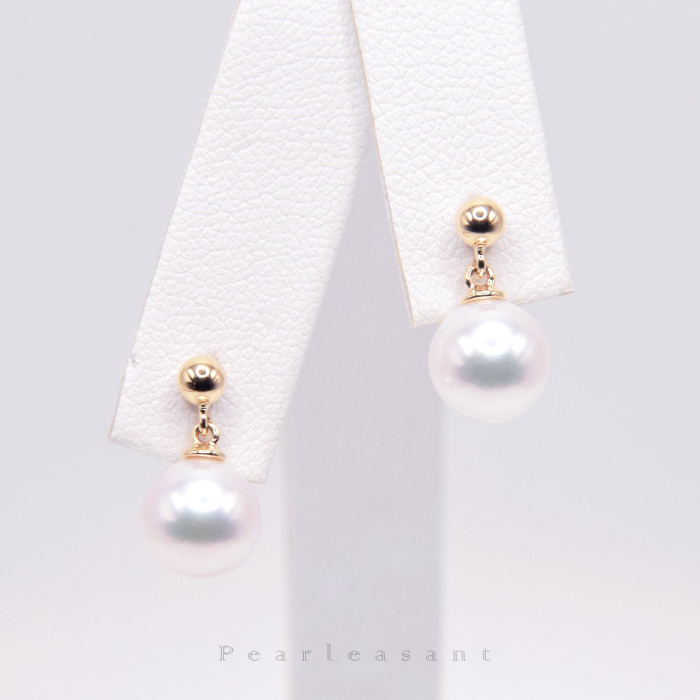 Hanadama Grade 8.0-8.5mm White Akoya Pearl Droplet Earrings with Certificate