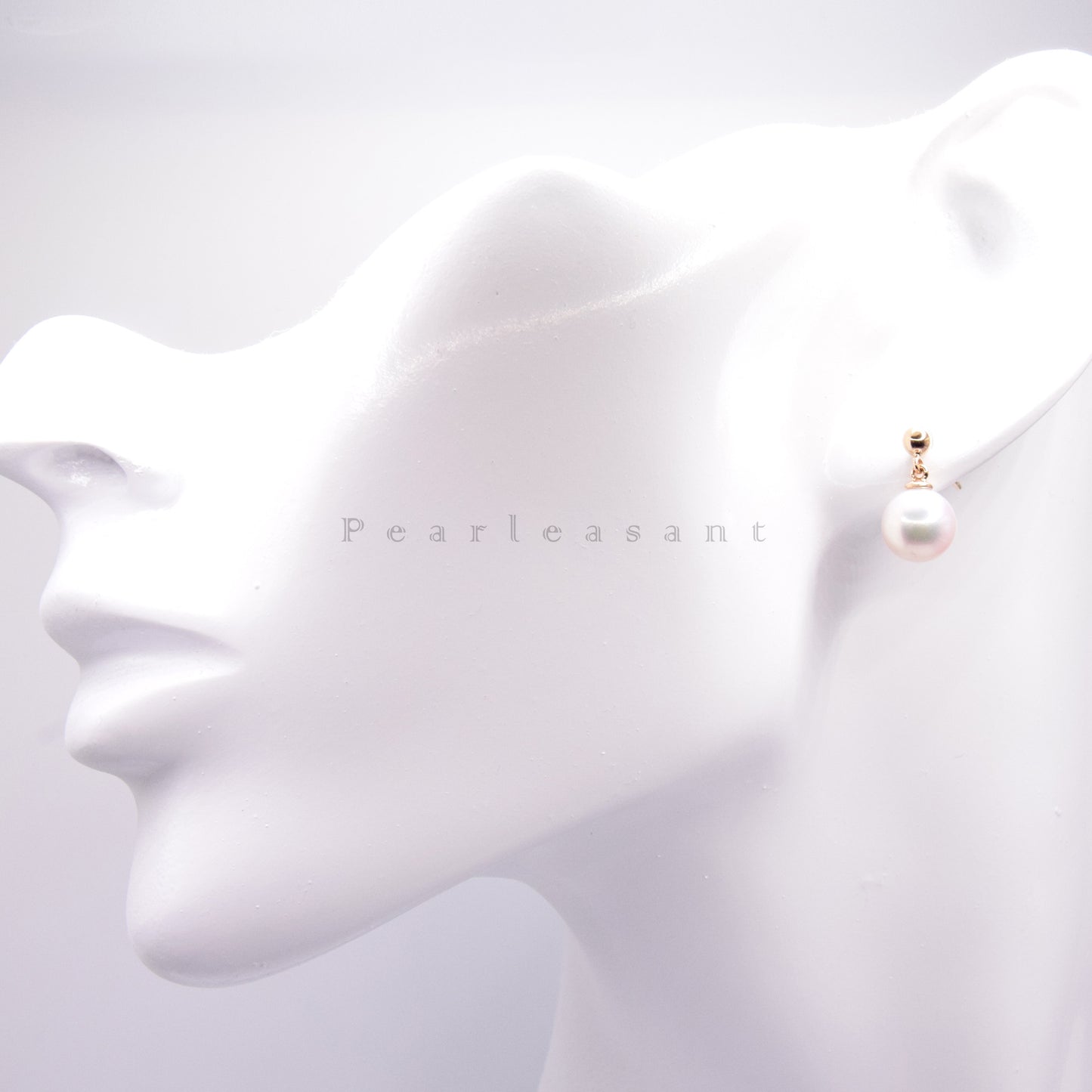 Hanadama Grade 8.0-8.5mm White Akoya Pearl Droplet Earrings with Certificate
