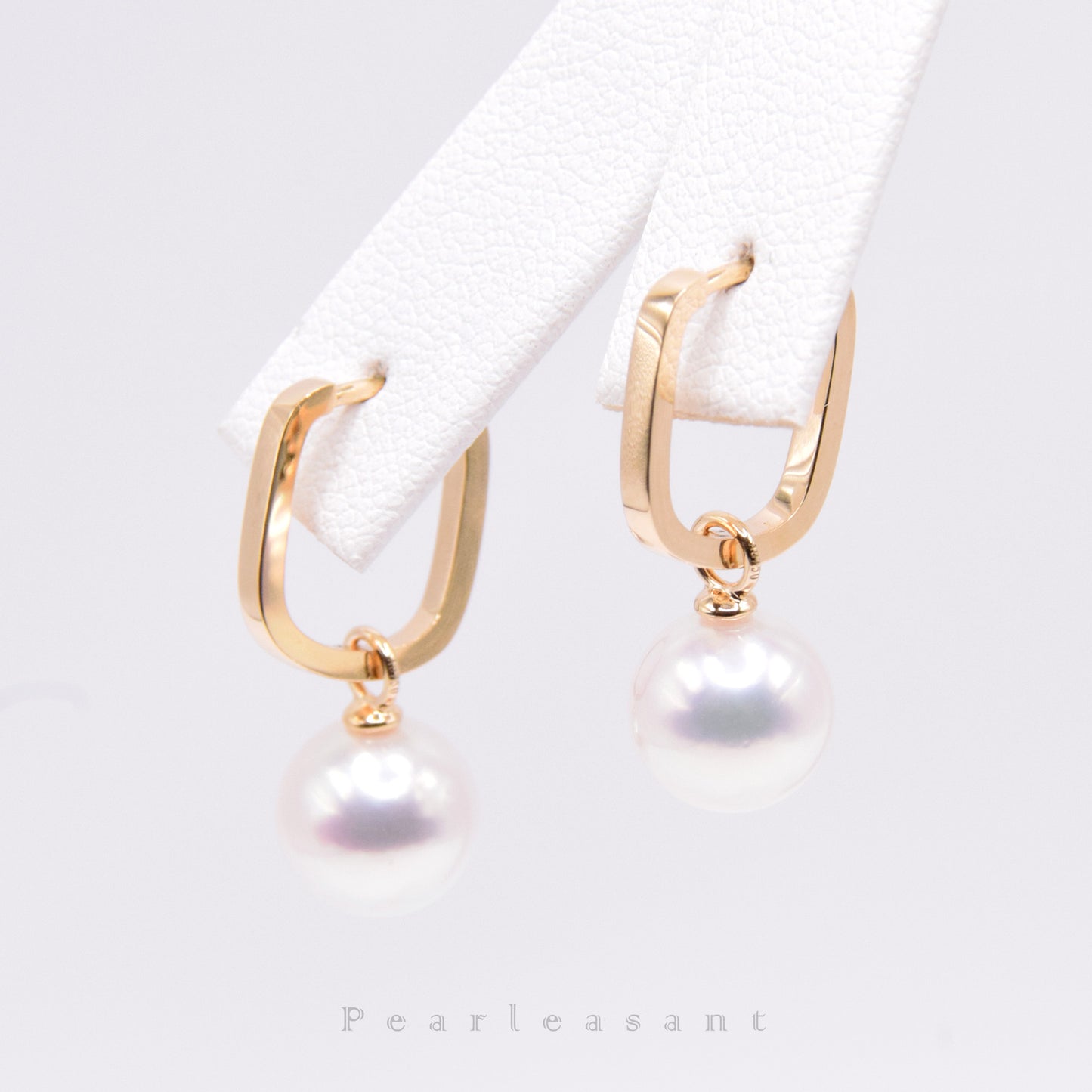 Hanadama Grade 8.5-9.0mm White Akoya Pearl Detachable Hoop Earrings with Certificate