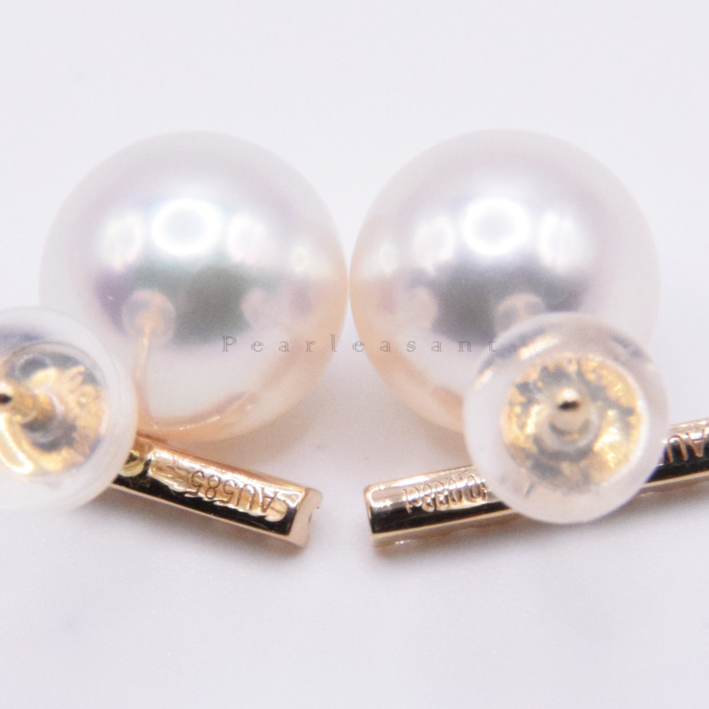 Hanadama Grade 8.0-8.5mm White Akoya Pearl Diamond Bar Earrings with Certificate