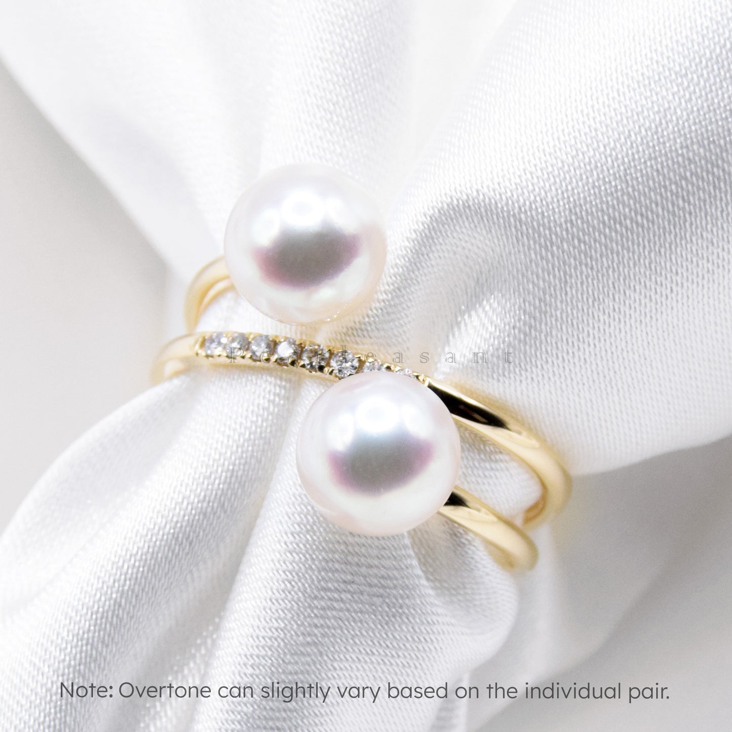 Hanadama Grade 6.5-7.0mm White Akoya Twin Pearl Swirl Diamond Ring with Certificate (Pre-order)