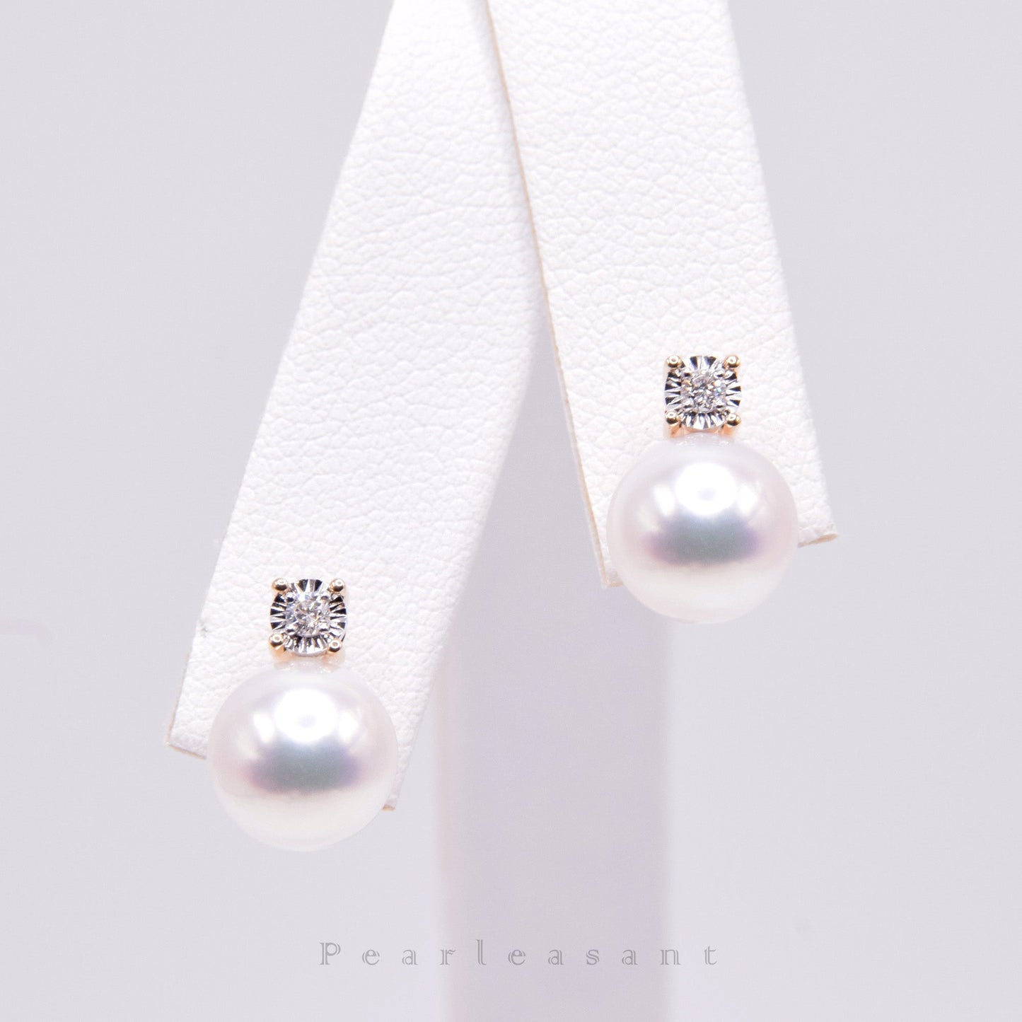 Hanadama Grade 8.5-9.0mm White Akoya Pearl Princess Earrings with Certificate