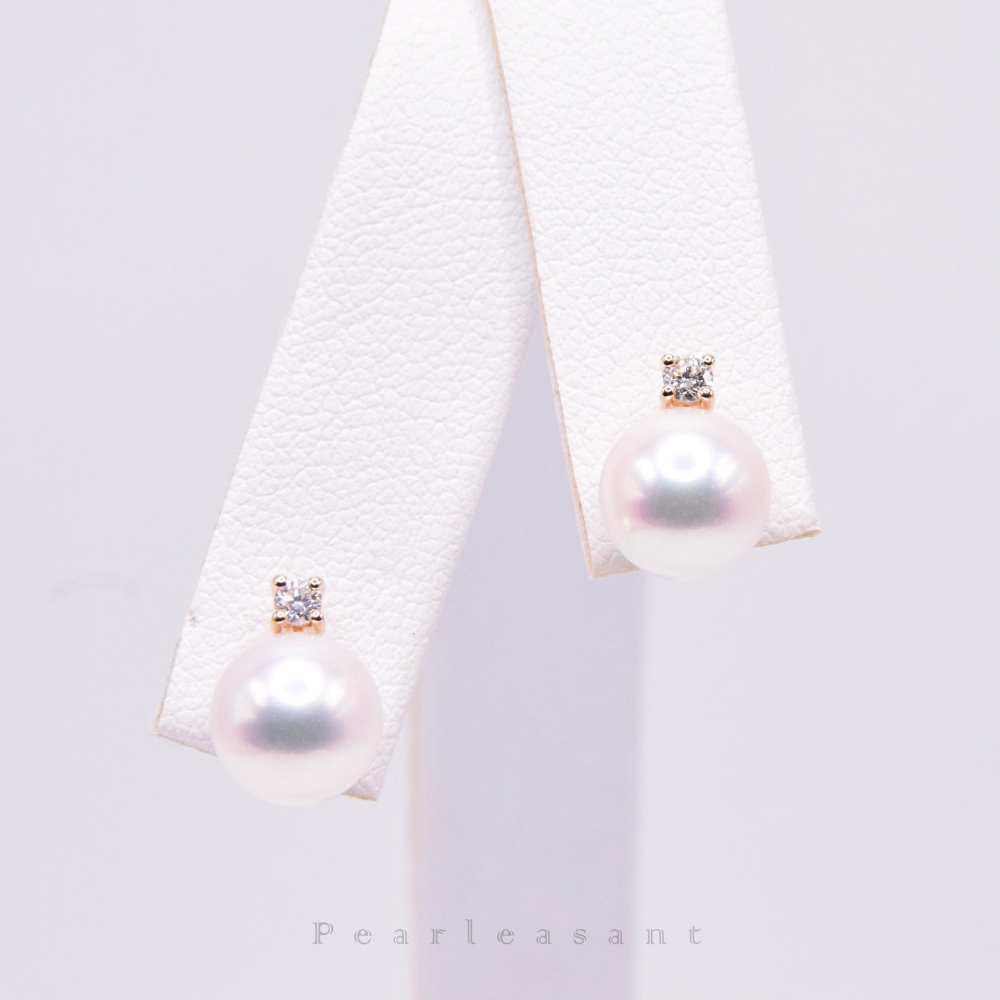 Hanadama Grade 7.5-8.0mm White Akoya Pearl Mini Princess Earrings with Certificate
