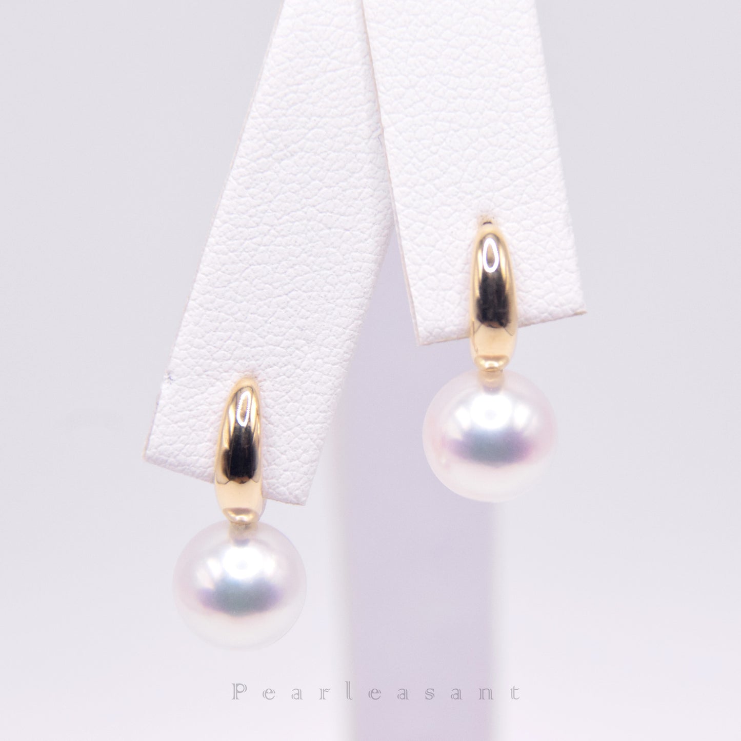 Hanadama Grade 8.5-9.0mm White Akoya Pearl Crescent Earrings with Certificate