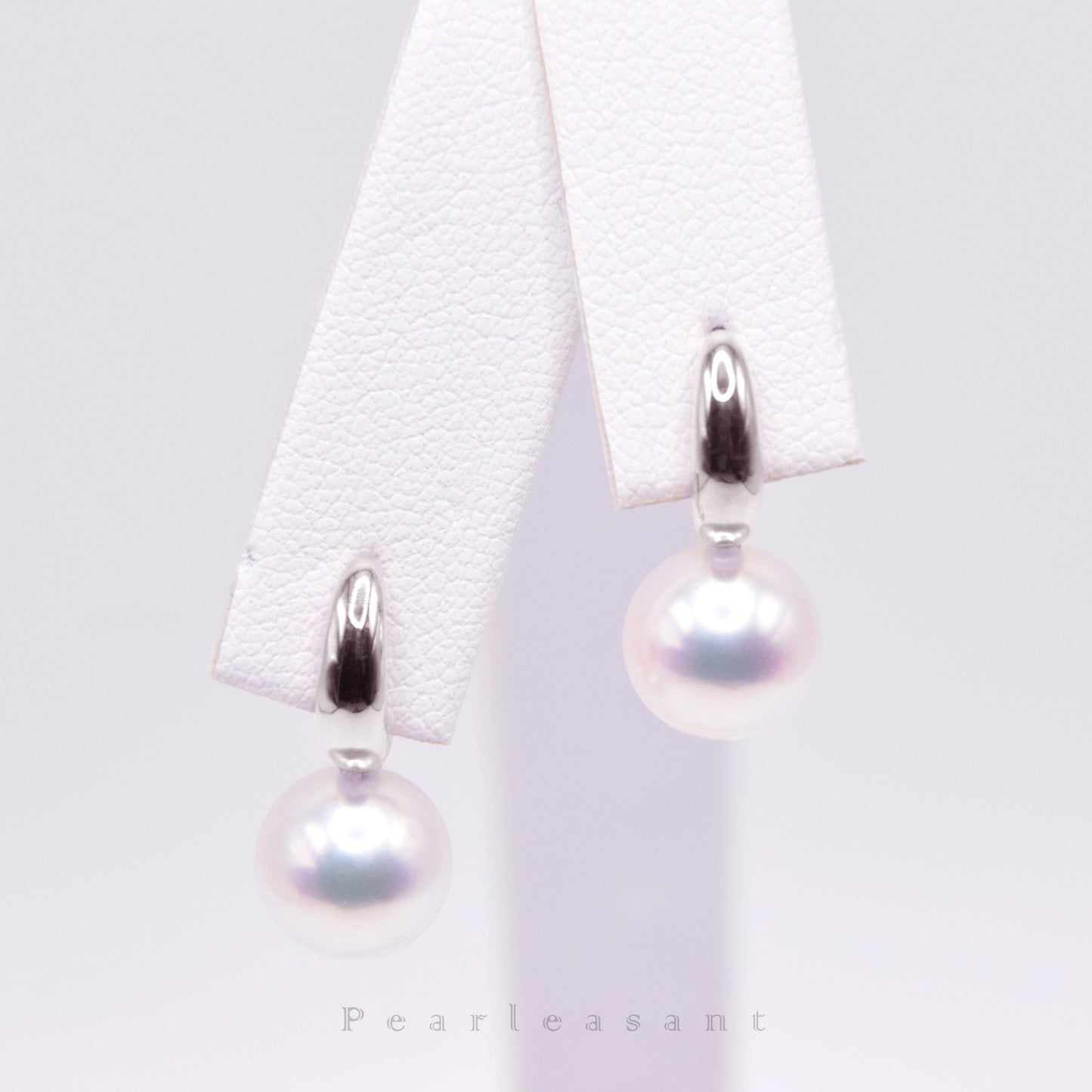 Hanadama Grade 8.5-9.0mm White Akoya Pearl Crescent Earrings with Certificate