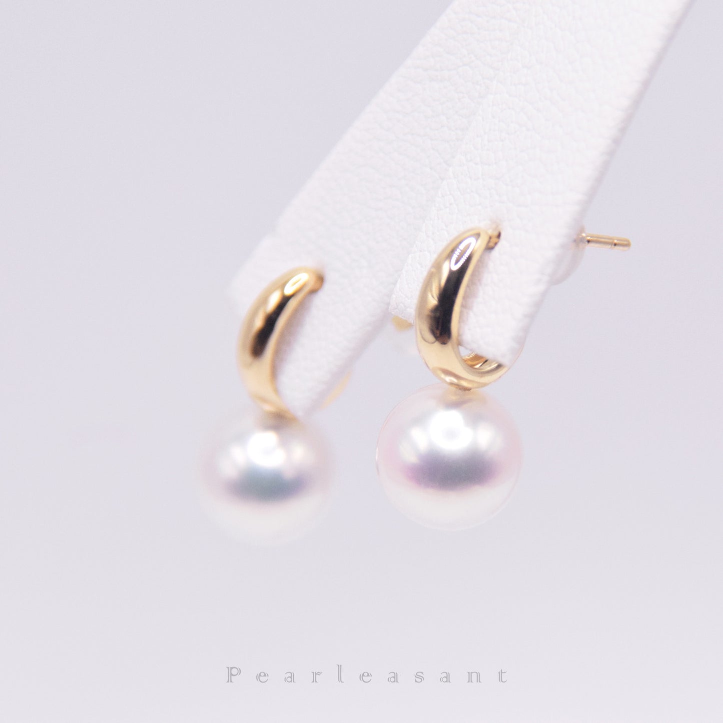 Hanadama Grade 8.0-9.0mm White Akoya Pearl Crescent Earrings with Certificate