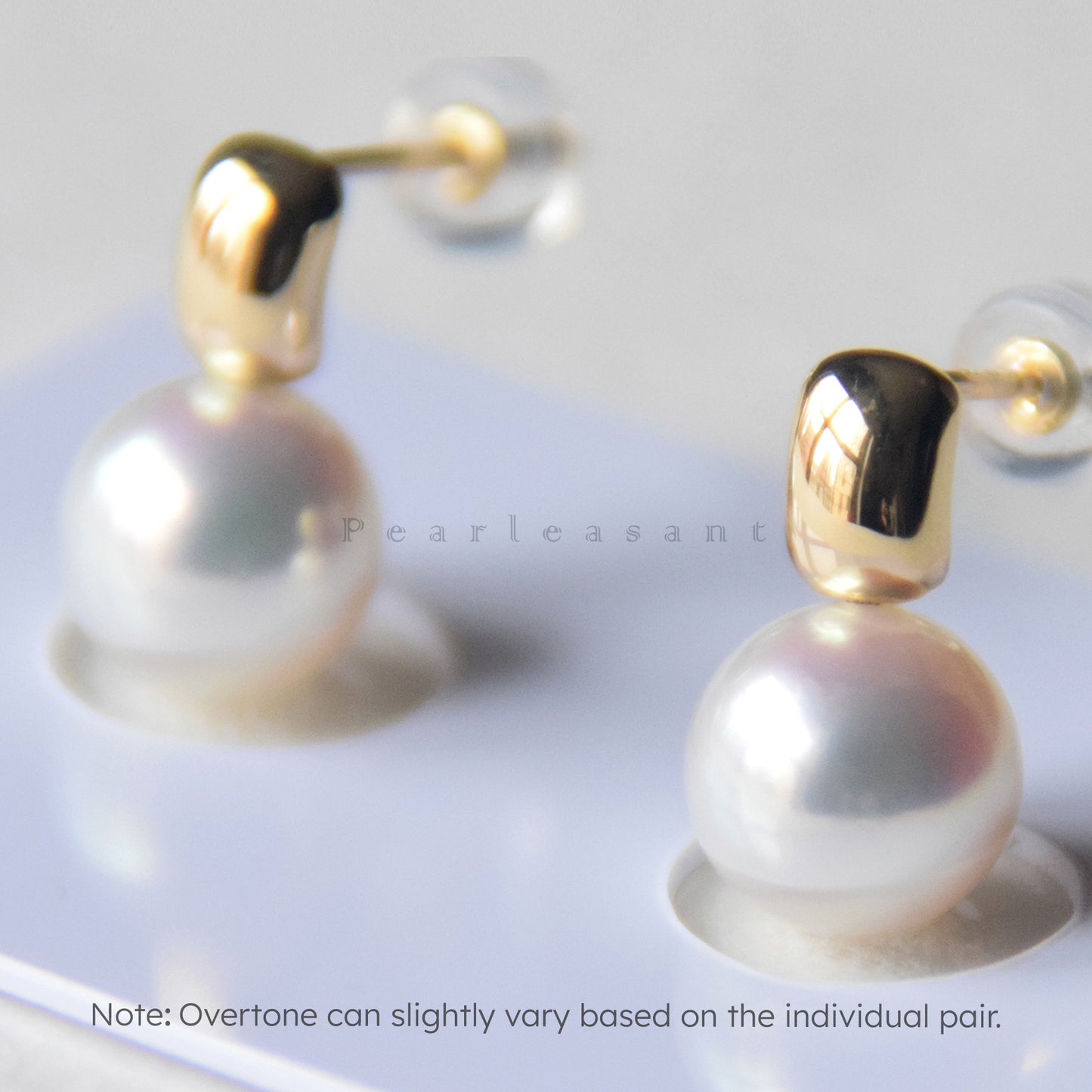 Hanadama Grade 8.5-9.0mm White Akoya Pearl Square Earrings with Certificate