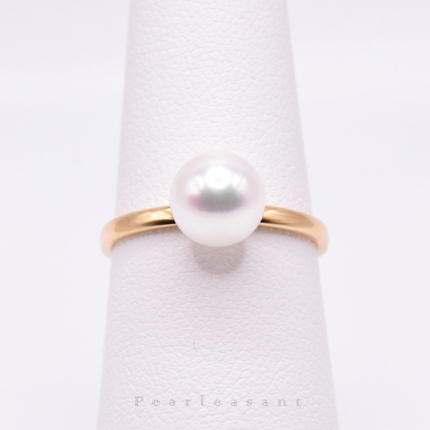 Hanadama Grade 8.0-8.5mm White Akoya Pearl Essential Ring with Certificate