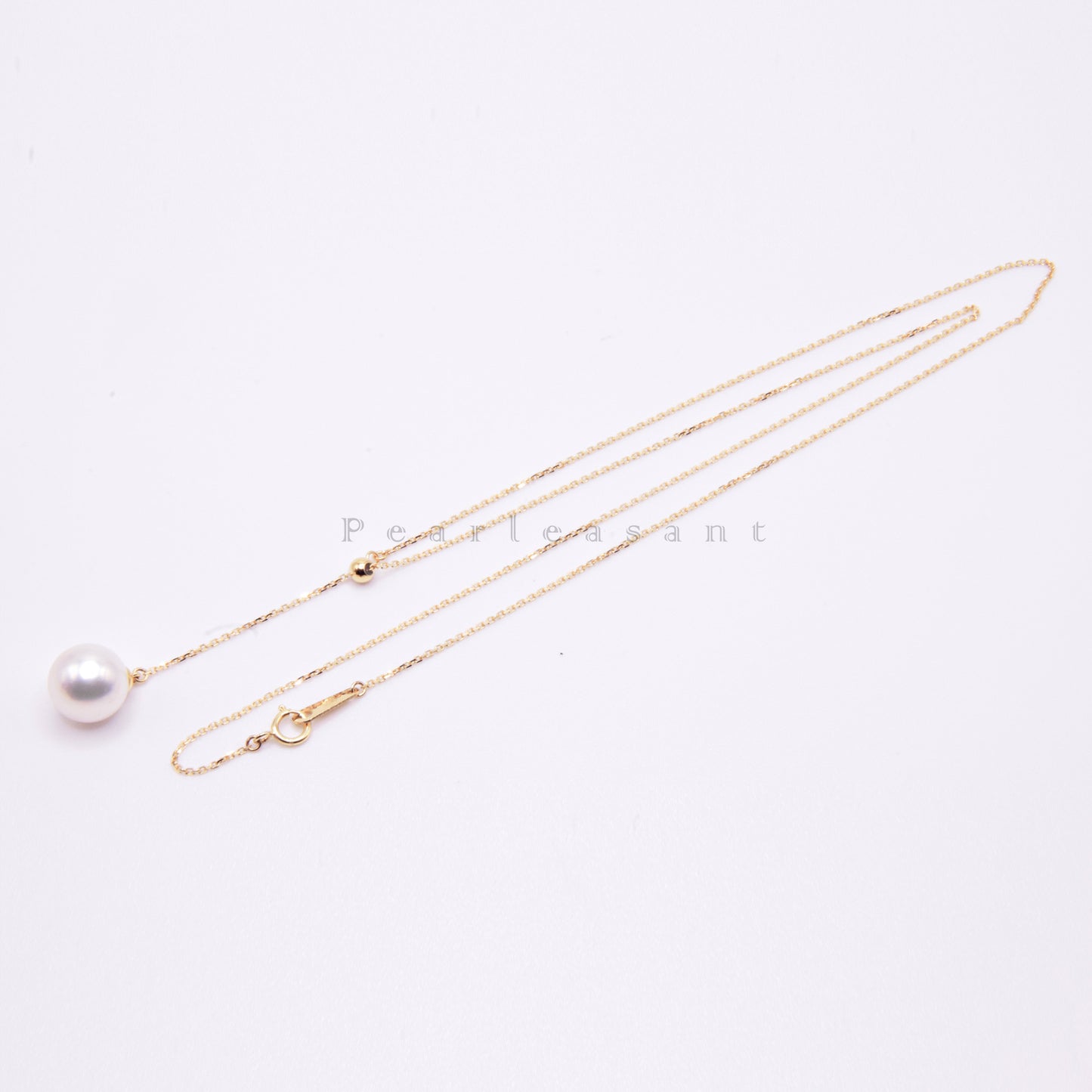 Hanadama Grade 8.0-9.0mm White Akoya Pearl Adjustable Pendant Chain with Certificate