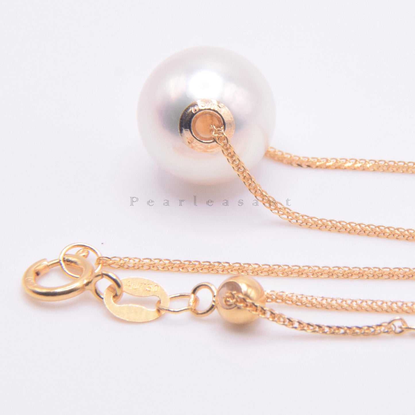 Hanadama Grade 8.5-9.0mm Natural White Akoya Pearl Floating Pendant with Certificate