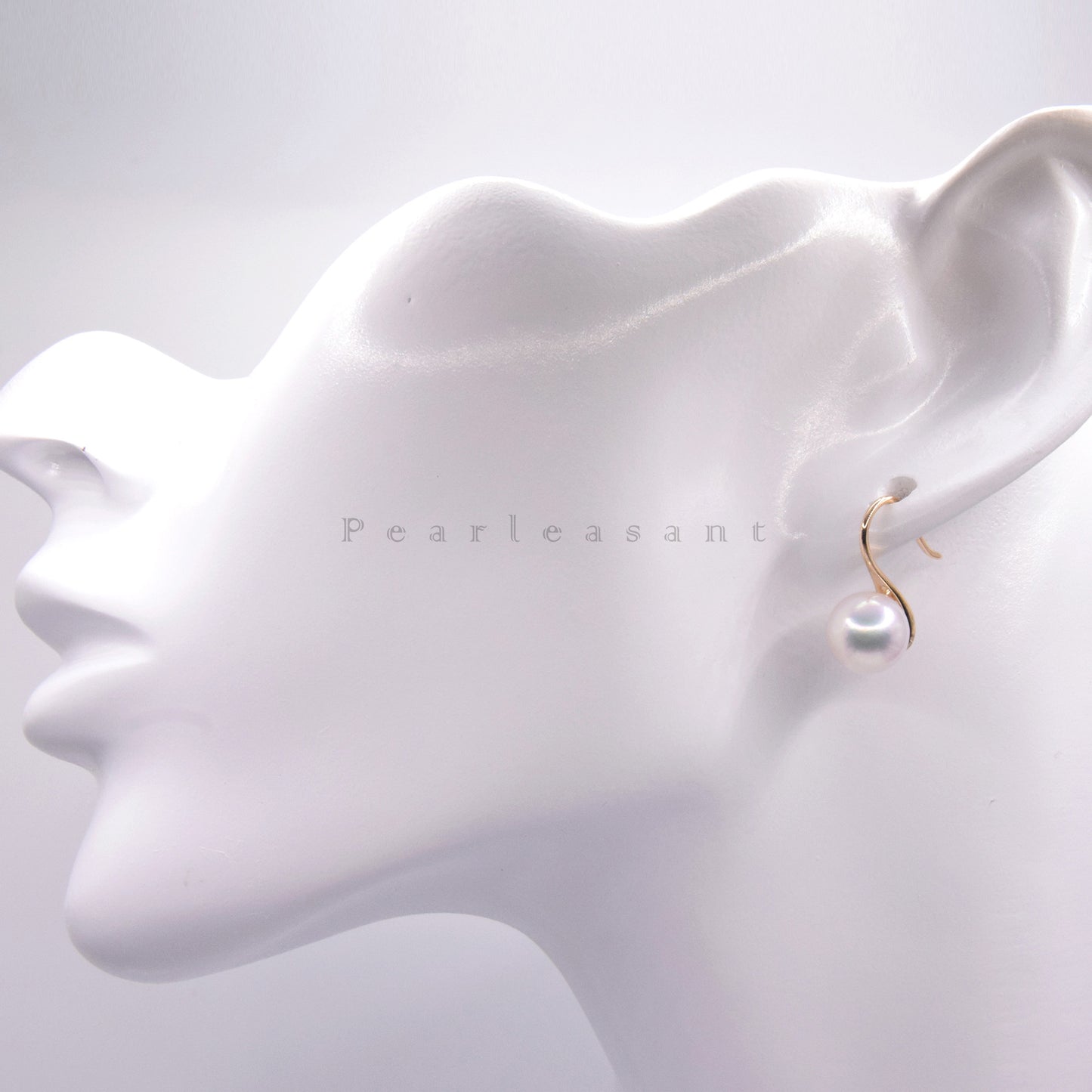 Hanadama Grade 8.5-9.0mm White Akoya Pearl High Heel Earrings with Certificate