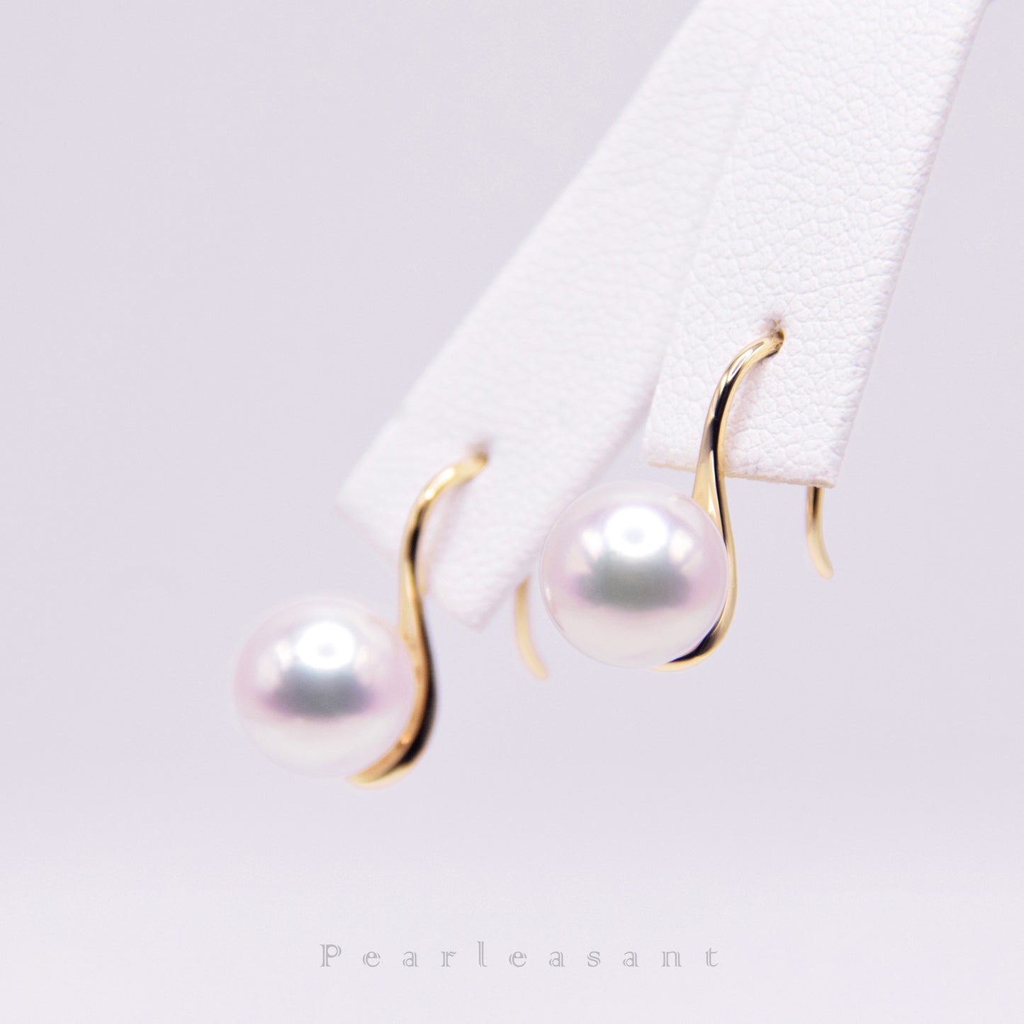 Hanadama Grade 8.5-9.0mm White Akoya Pearl High Heel Earrings with Certificate