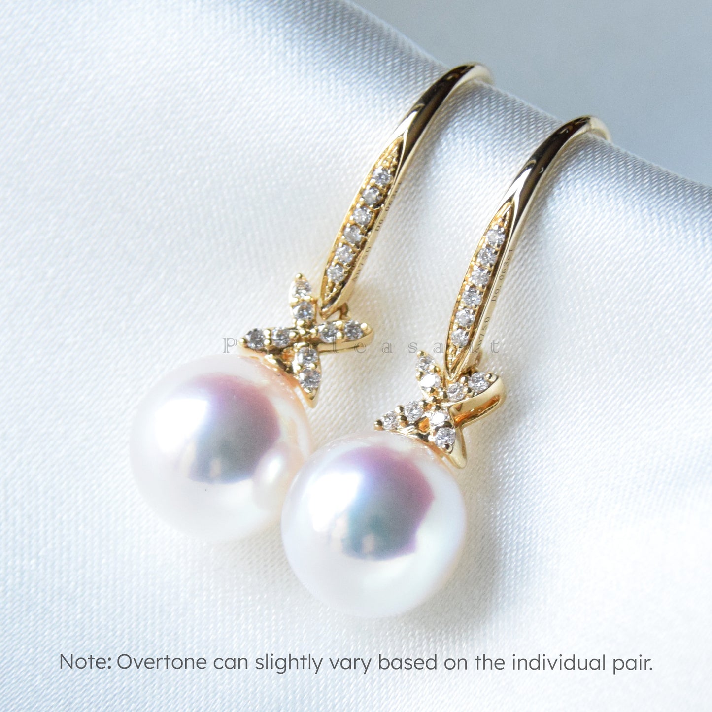 Hanadama Grade 8.0-9.0mm White Akoya Pearl Clove Dangle Earrings with Certificate
