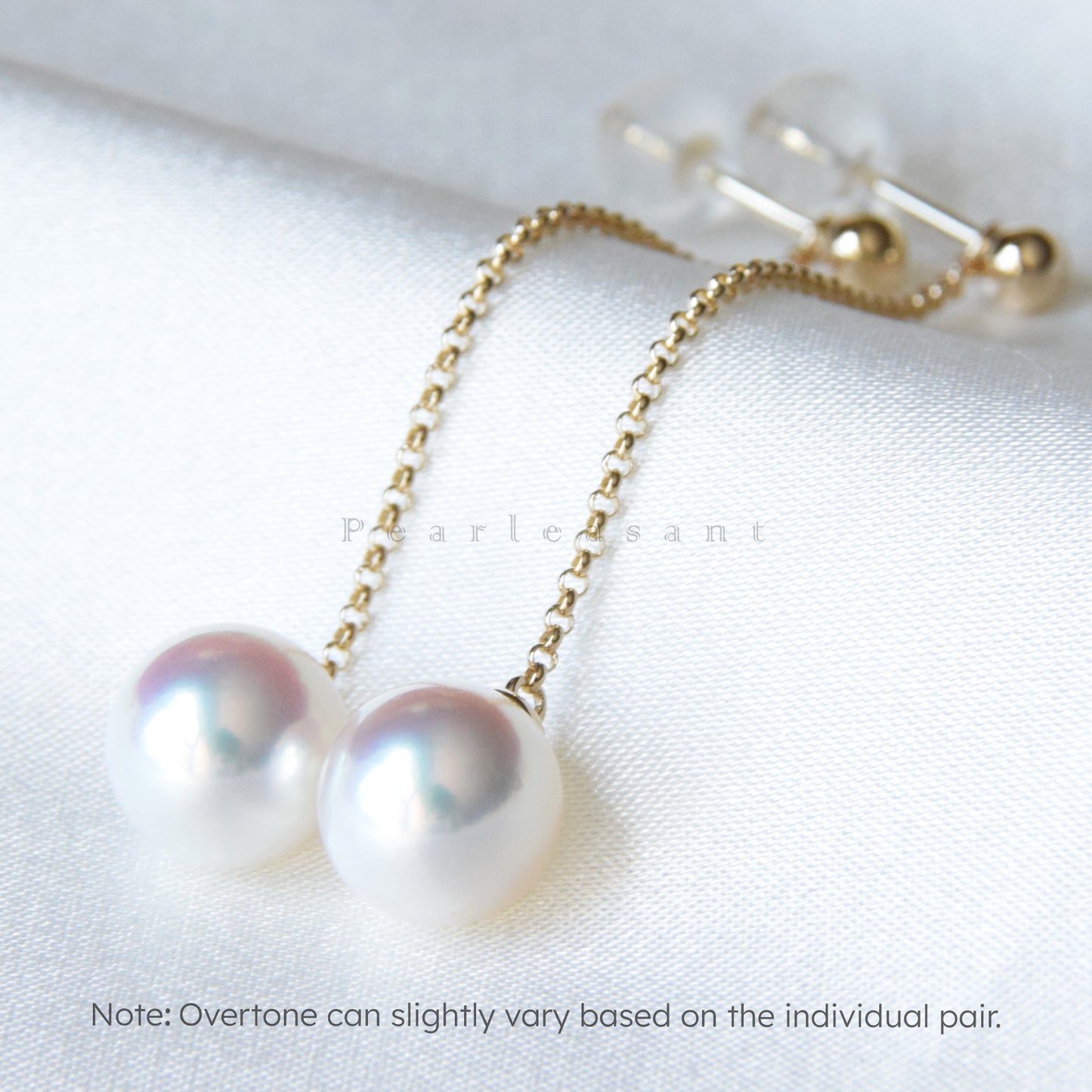Hanadama Grade 8.0-8.5mm White Akoya Pearl Detachable Thread Earrings with Certificate