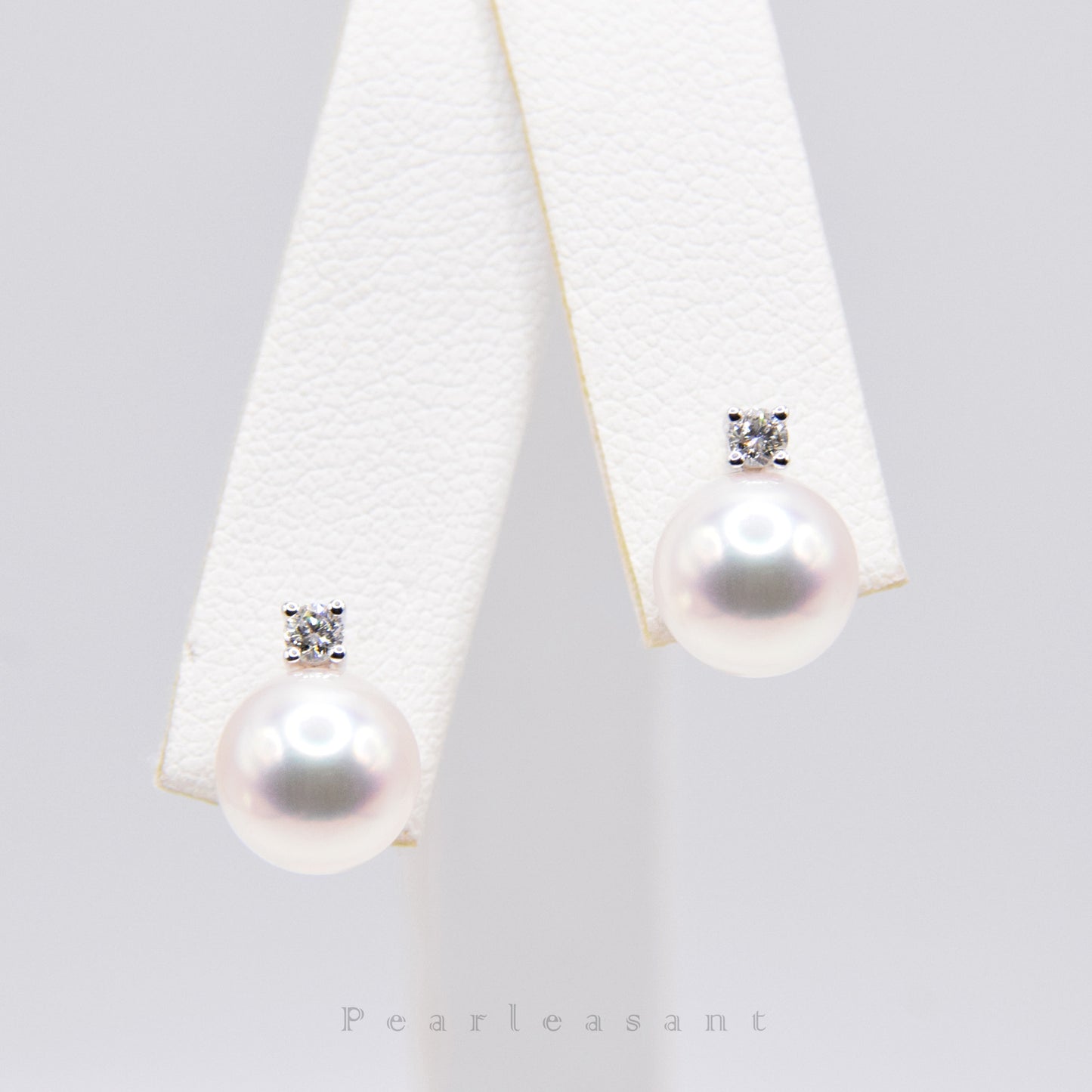 Hanadama Grade 8.0-8.5mm White Akoya Pearl Mini Princess Earrings with Certificate