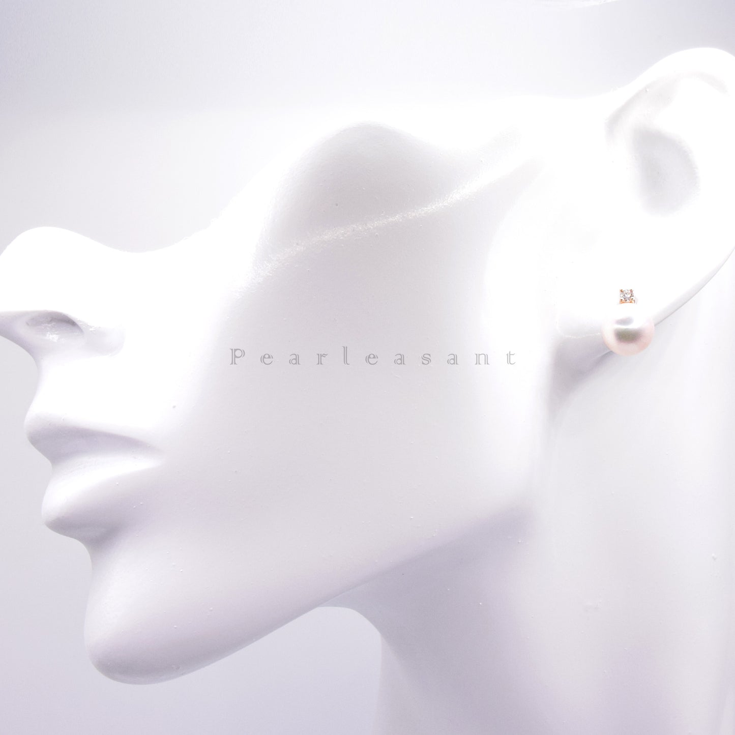 Hanadama Grade 8.0-8.5mm White Akoya Pearl Mini Princess Earrings with Certificate