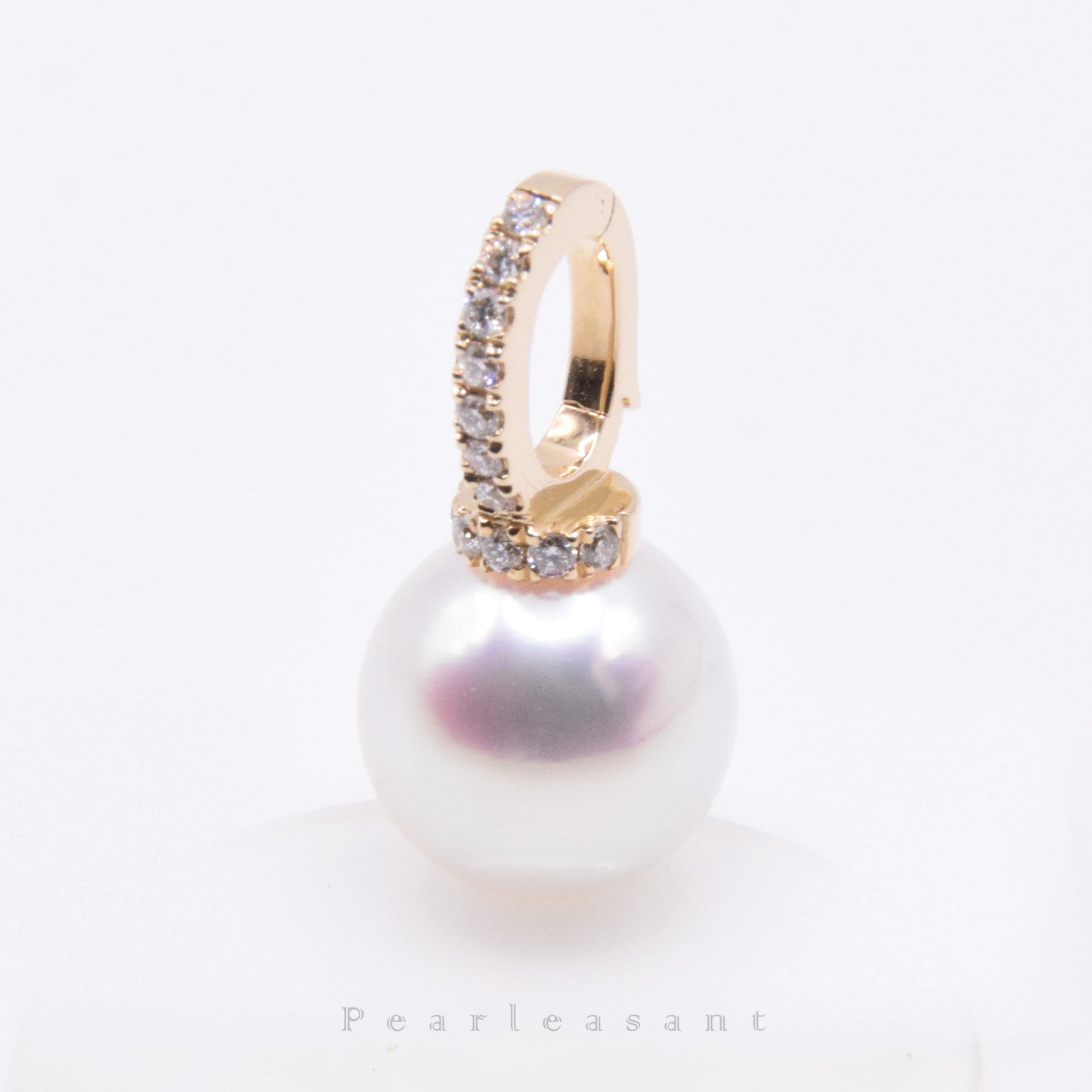 Hanadama Grade 8.5-9.0mm White Akoya Pearl Diamond Clasp Pendant Only with Certificate