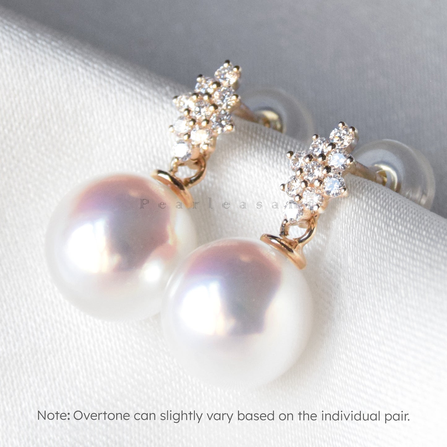 Hanadama Grade 8.0-8.5mm White Akoya Pearl Rhombus Earrings with Certificate