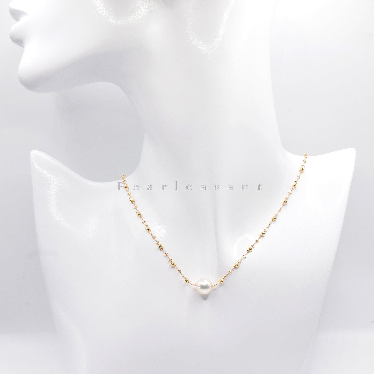 Hanadama Grade 8.5-9.0mm Natural White Akoya Pearl Cross Chain Floating Pendant with Certificate