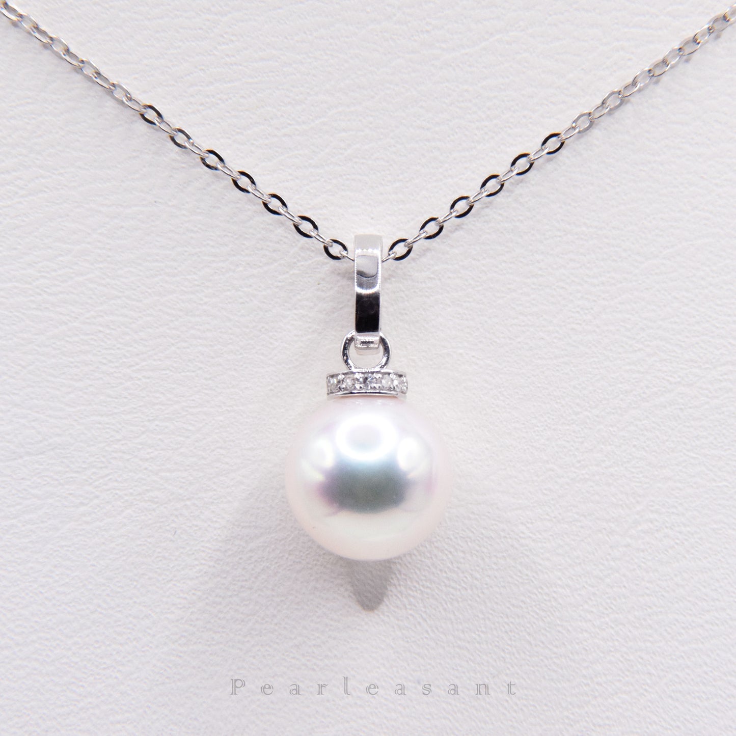 Hanadama Grade 8.5-9.0mm White Akoya Pearl Clasp Droplet Pendant with Certificate
