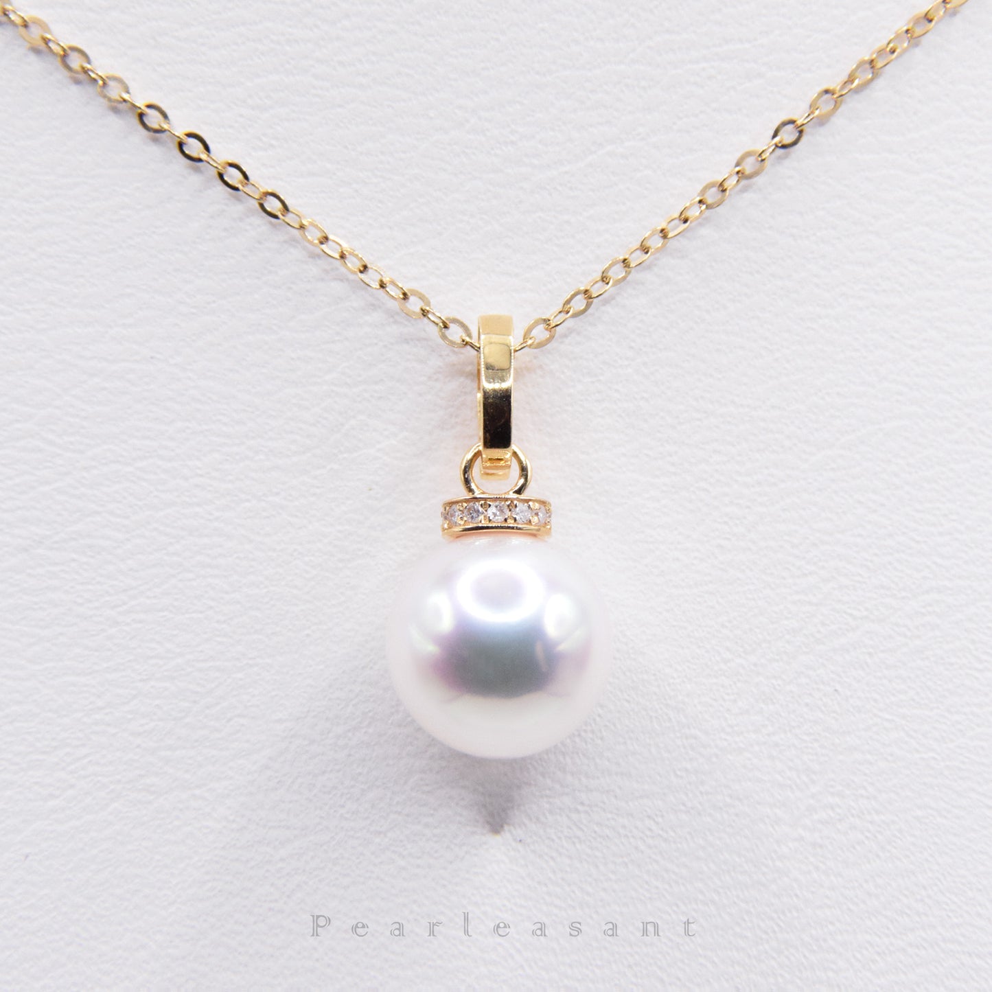 Hanadama Grade 8.5-9.0mm White Akoya Pearl Clasp Droplet Pendant with Certificate