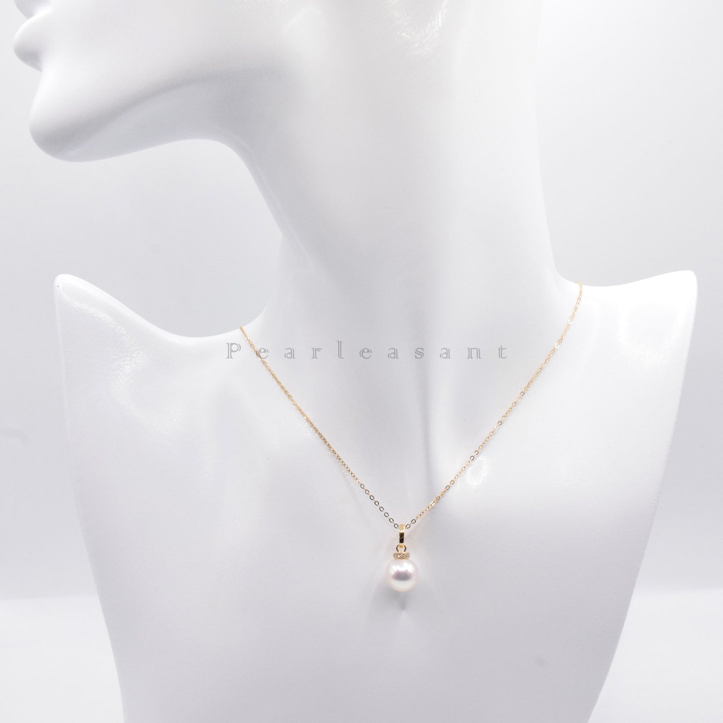 Hanadama Grade 8.5-9.0mm White Akoya Pearl Clasp Droplet Pendant with Certificate