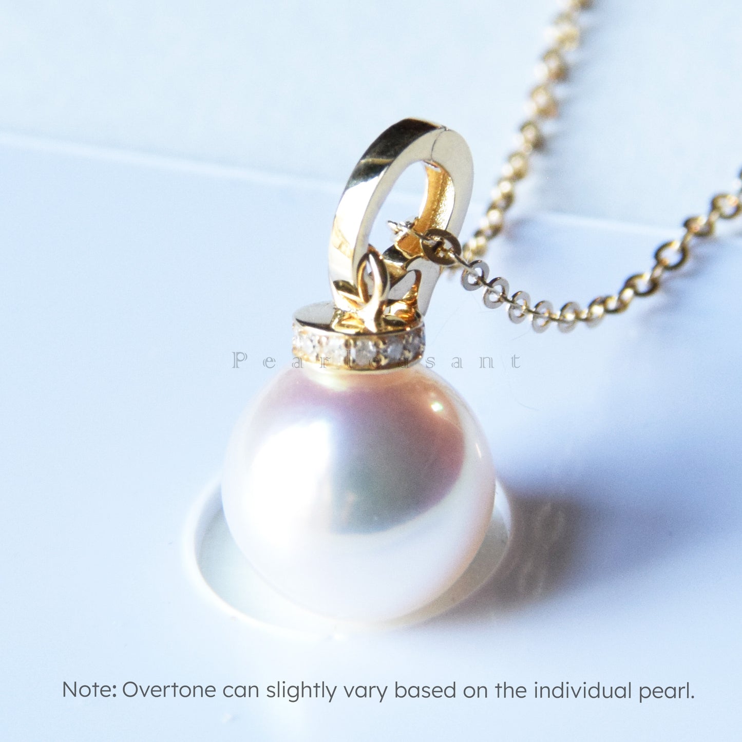 Hanadama Grade 8.5-9.0mm White Akoya Pearl Clasp Droplet Pendant with Certificate