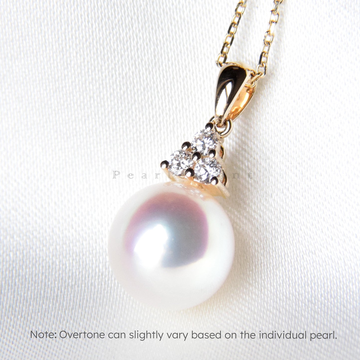 Hanadama Grade 8.5-9.0mm White Akoya Pearl Trio Diamond Pendant with Certificate