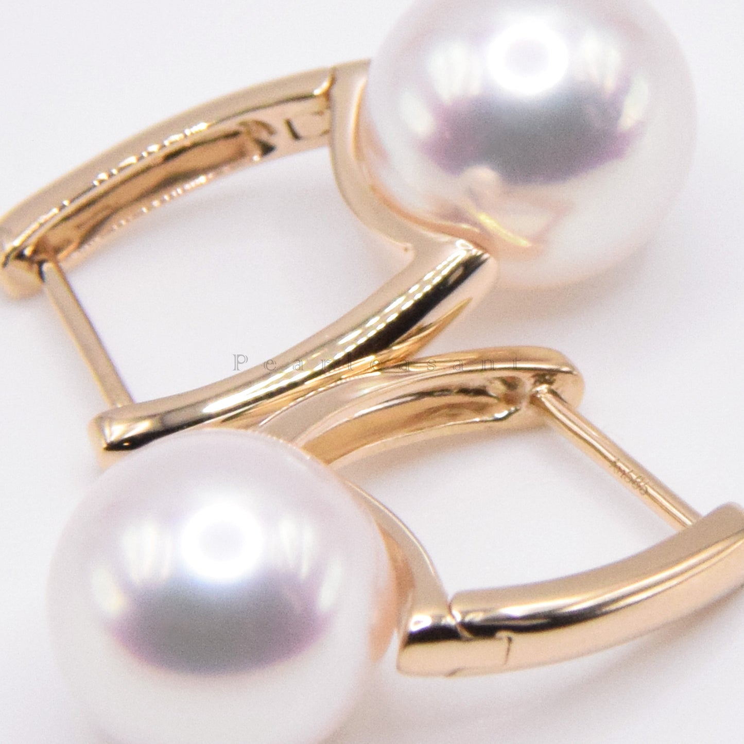 Hanadama Grade 8.5-9.0mm White Akoya Pearl Bucket Earrings with Certificate