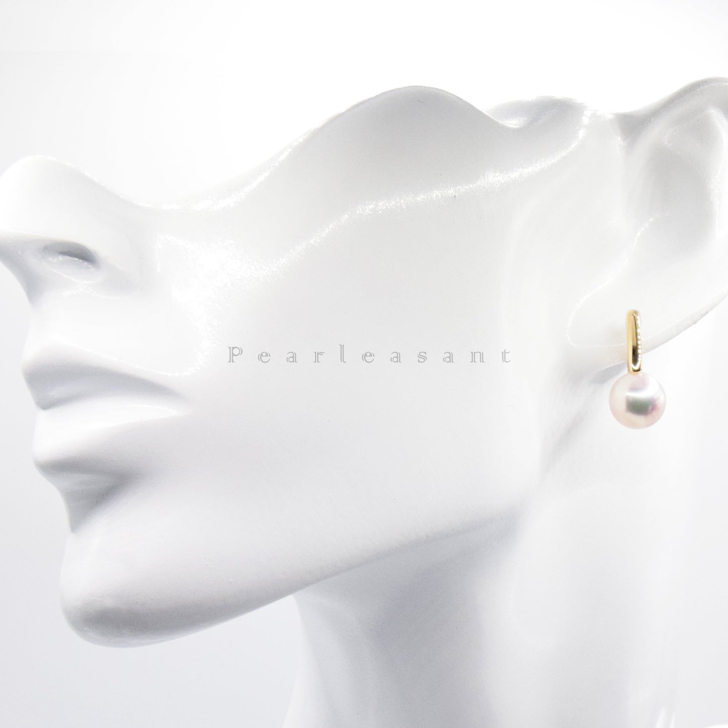 Hanadama Grade 8.5-9.0mm White Akoya Pearl Bucket Earrings with Certificate