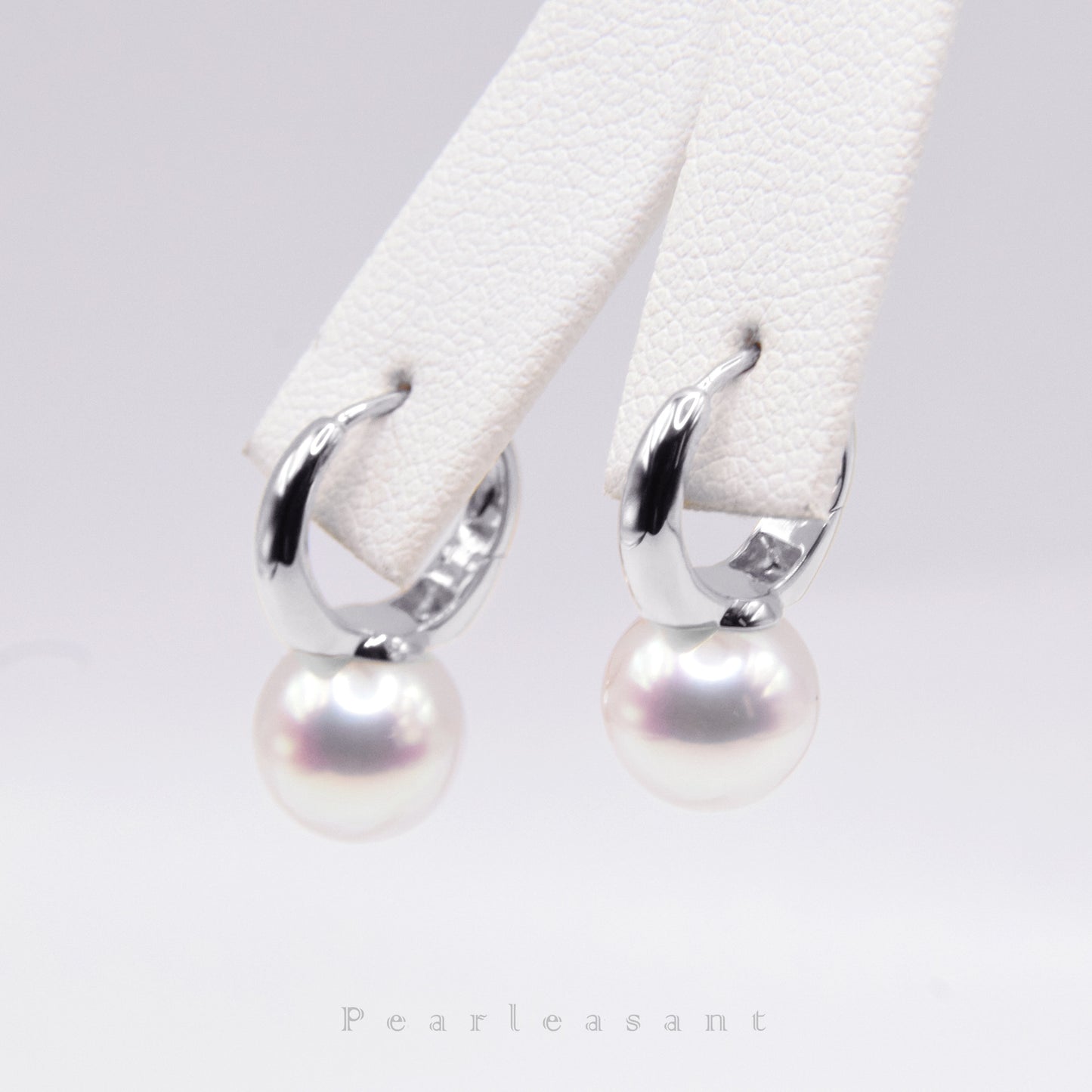 Hanadama Grade 8.5-9.0mm White Akoya Pearl Circle Bucket Earrings with Certificate
