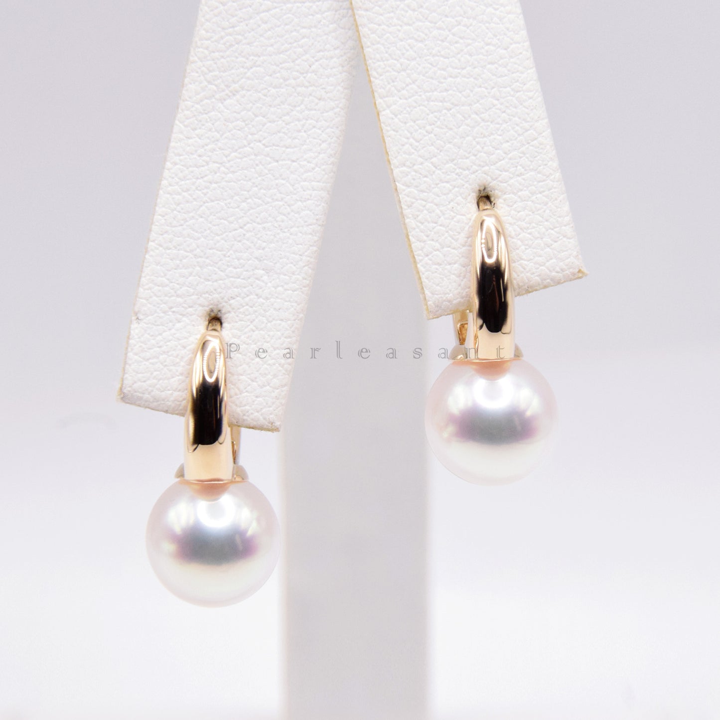 Hanadama Grade 8.5-9.0mm White Akoya Pearl Circle Bucket Earrings with Certificate