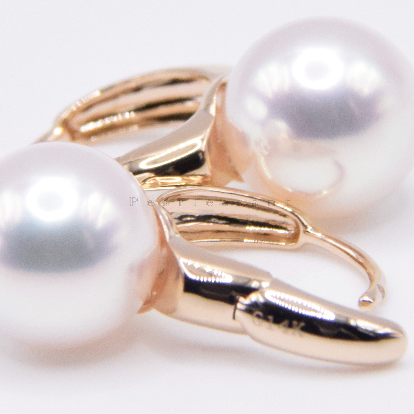 Hanadama Grade 8.5-9.0mm White Akoya Pearl Circle Bucket Earrings with Certificate