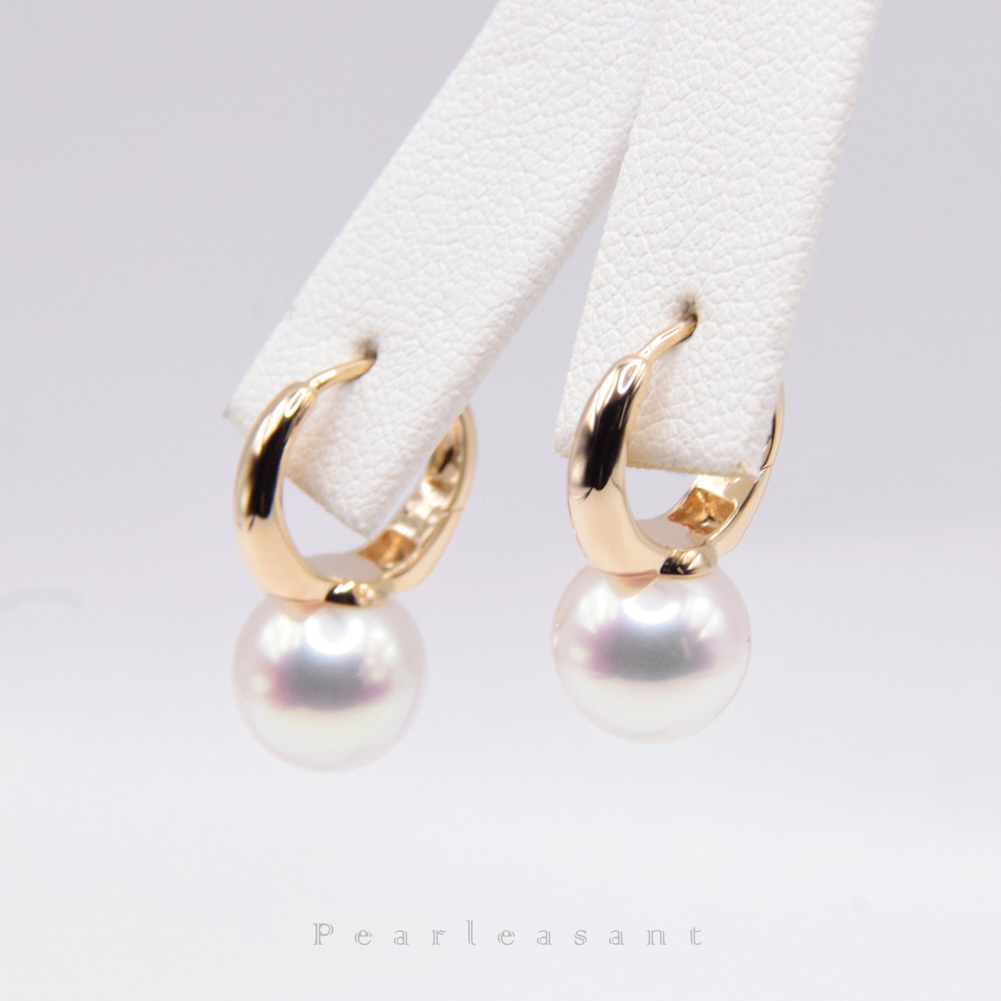 Hanadama Grade 8.5-9.0mm White Akoya Pearl Circle Bucket Earrings with Certificate