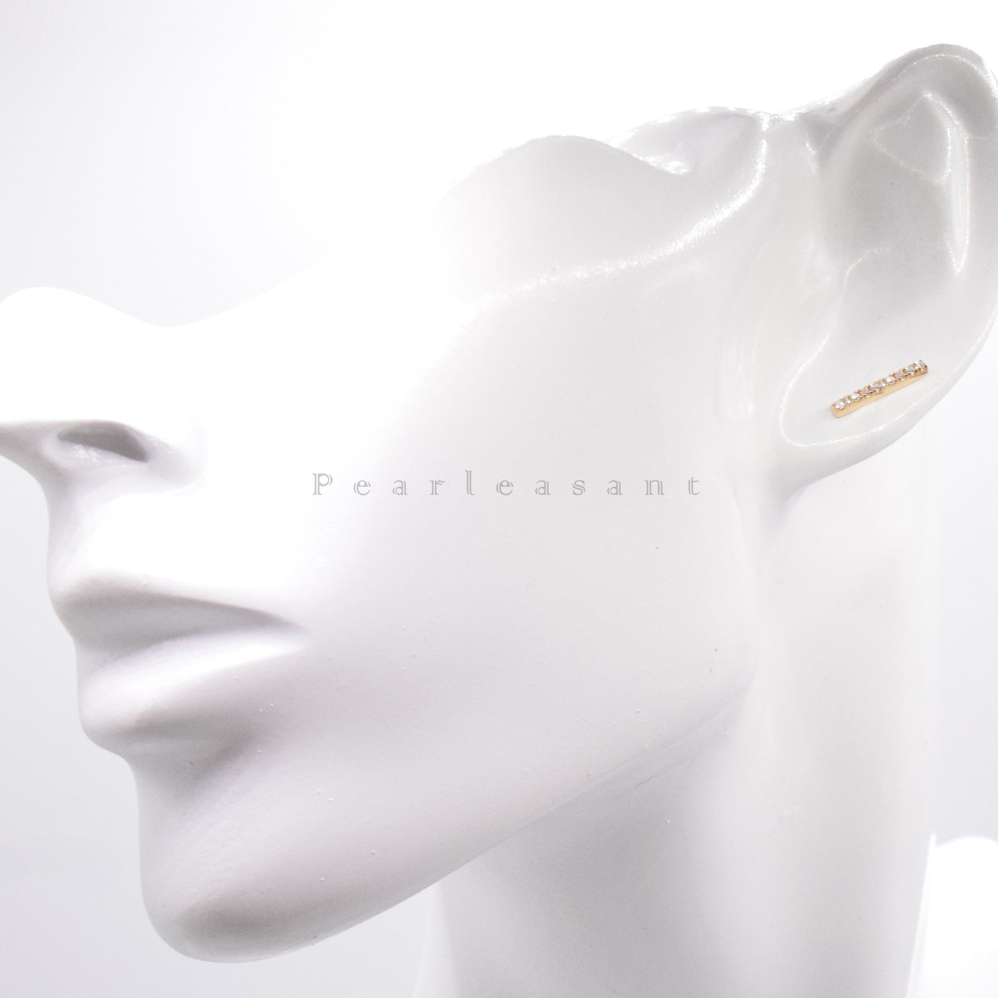 Hanadama Grade 8.0-9.0mm White Akoya Pearl Detachable Diamond Bar Earrings with Certificate